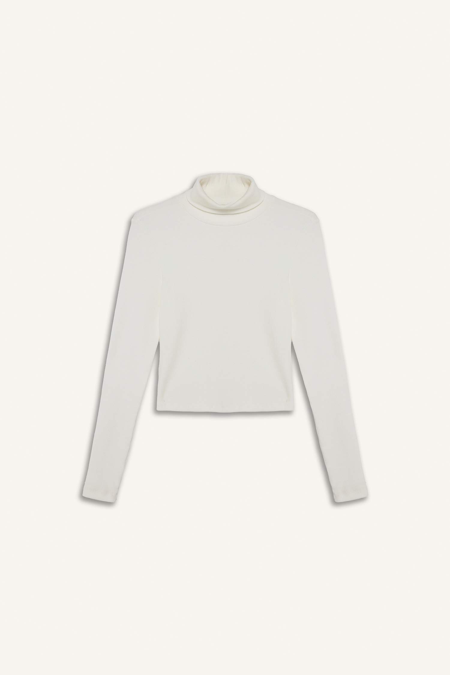 White Fitted Turtleneck Ribbed Camisole Basic T-Shirt