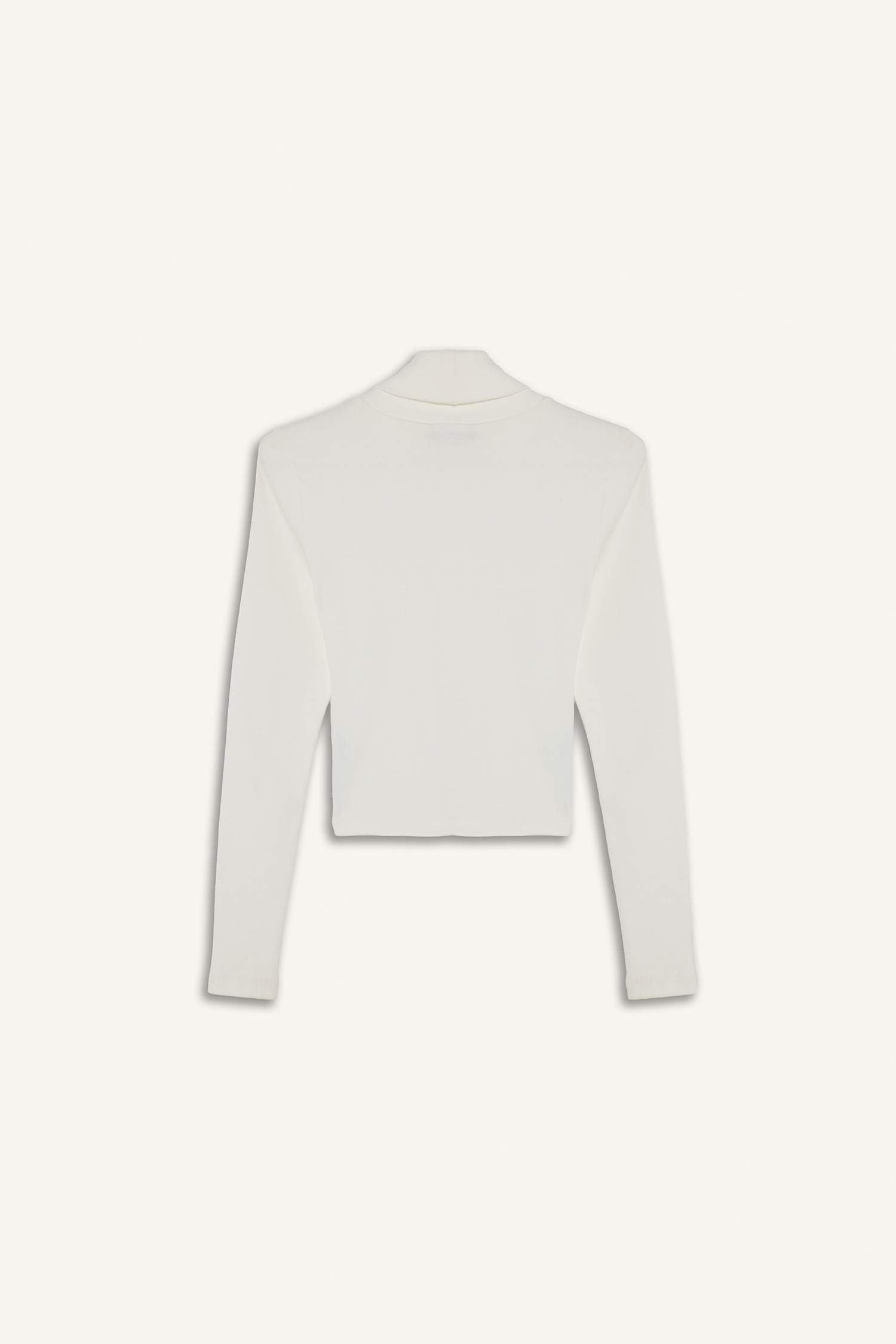 White Fitted Turtleneck Ribbed Camisole Basic T-Shirt