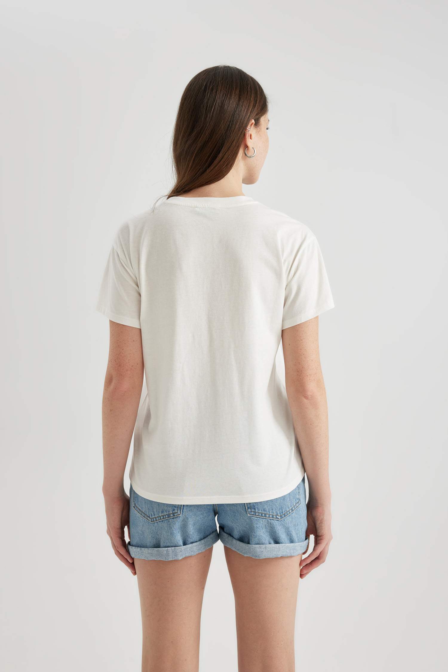 Regular Fit Bisiklet Yaka Baskılı Kısa Kollu Tişört