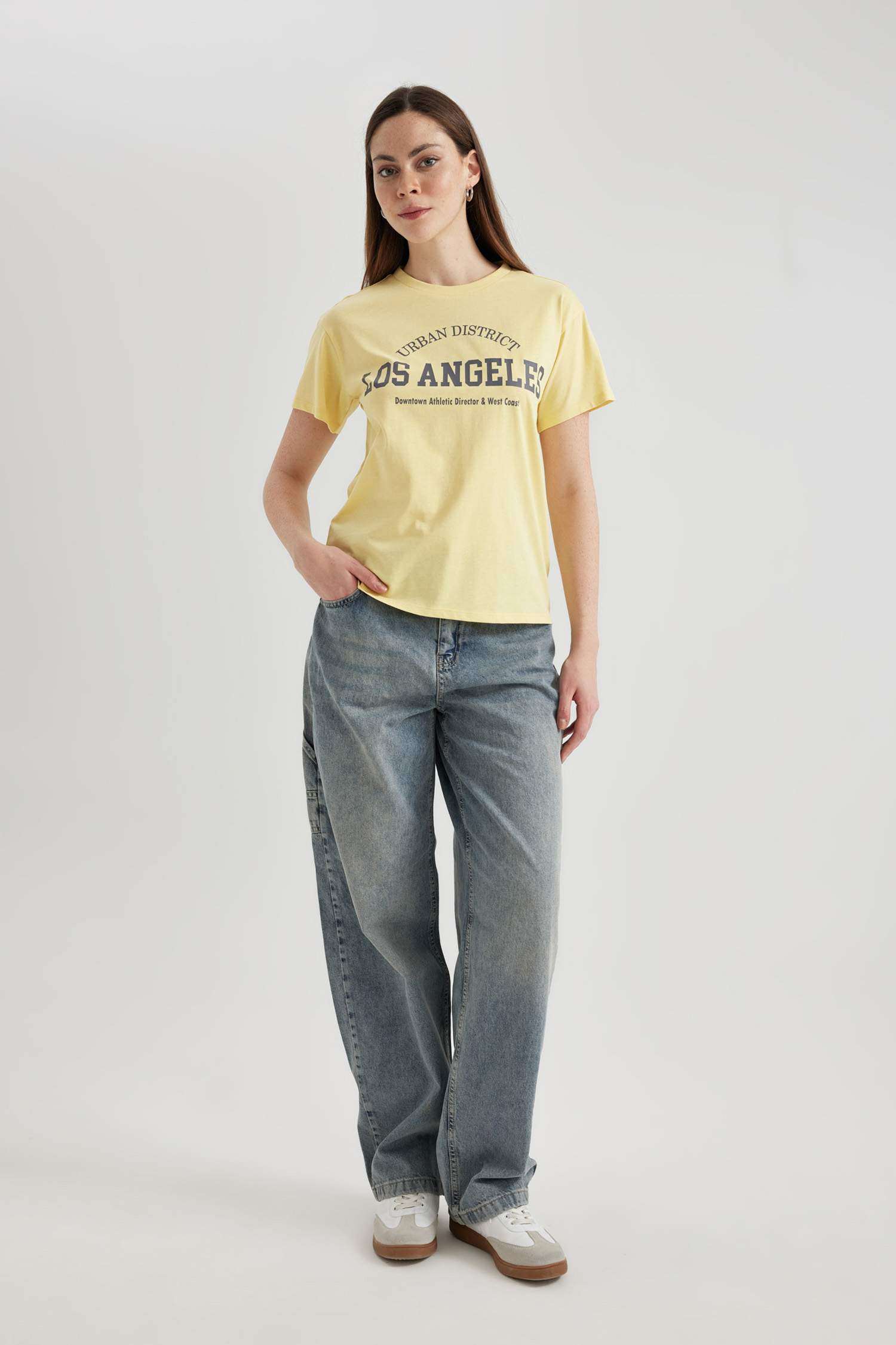 Regular Fit Bisiklet Yaka Baskılı Kısa Kollu Tişört