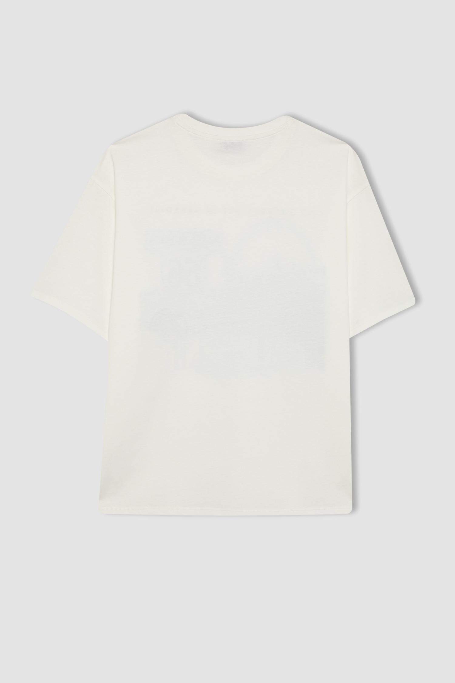 Loose Fit Crew Neck Printed Short Sleeve T-Shirt