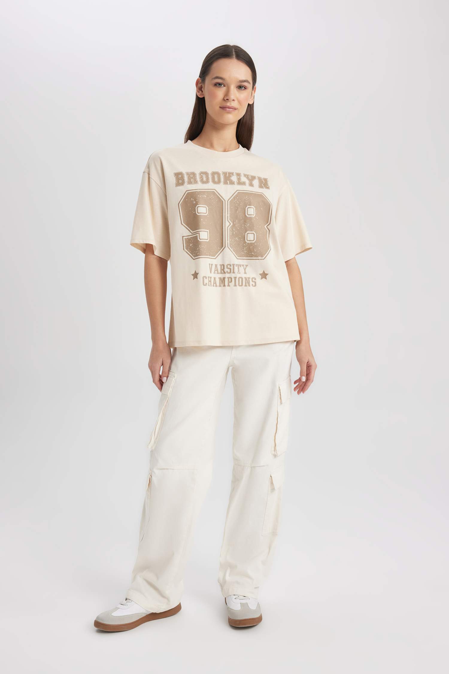 Loose Fit Crew Neck Printed Short Sleeve T-Shirt