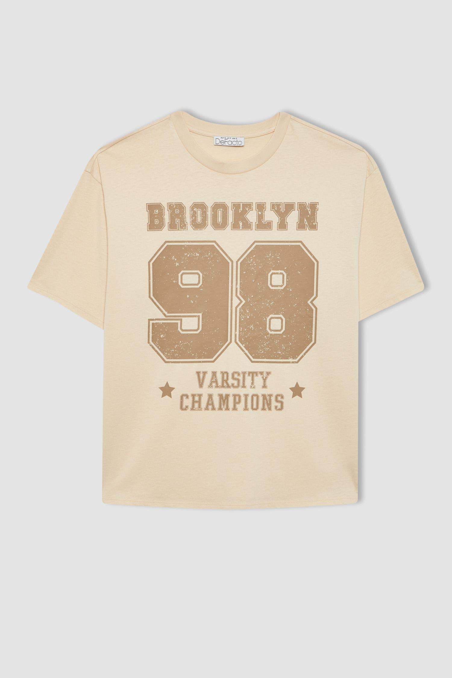 Loose Fit Crew Neck Printed Short Sleeve T-Shirt