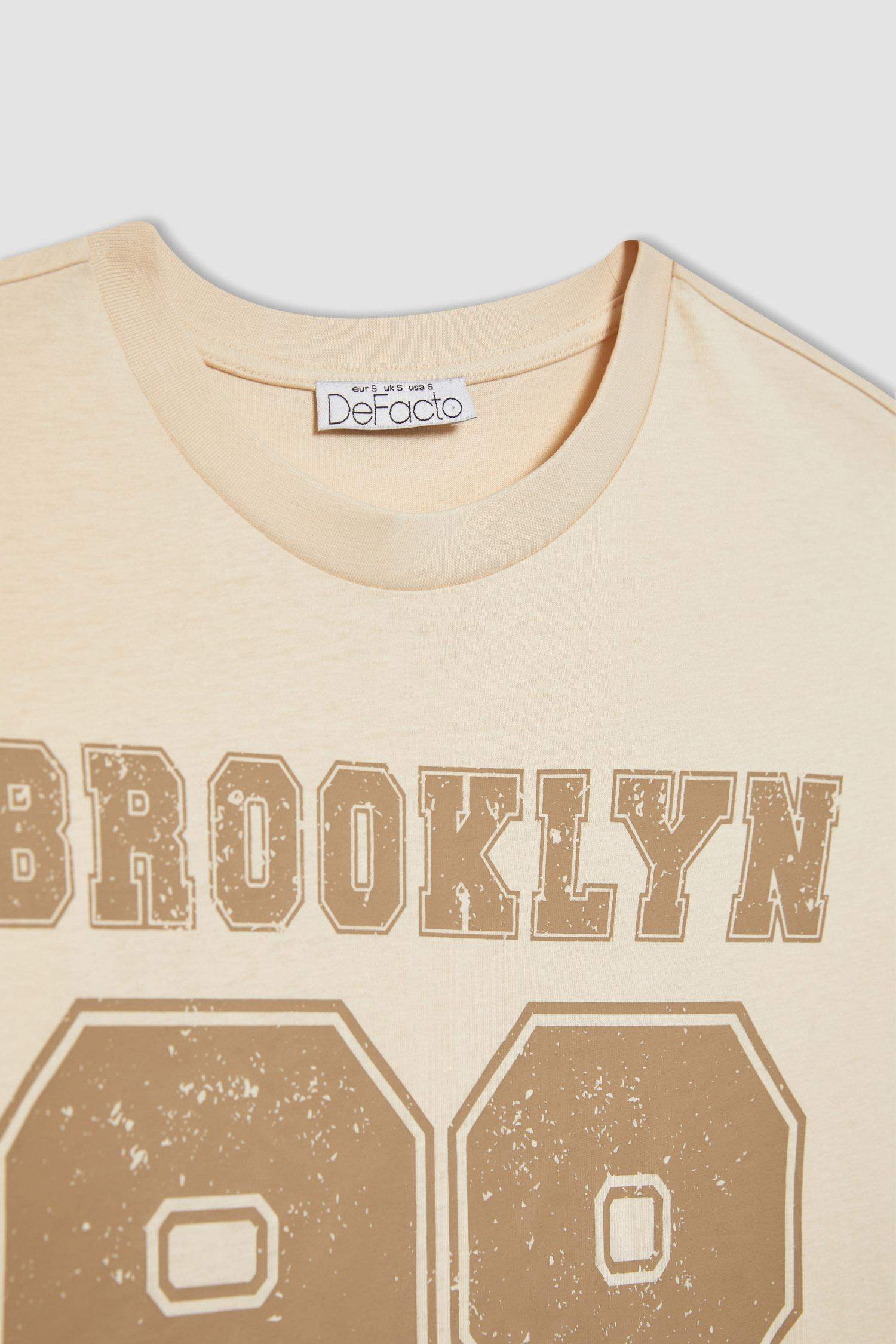 Loose Fit Crew Neck Printed Short Sleeve T-Shirt