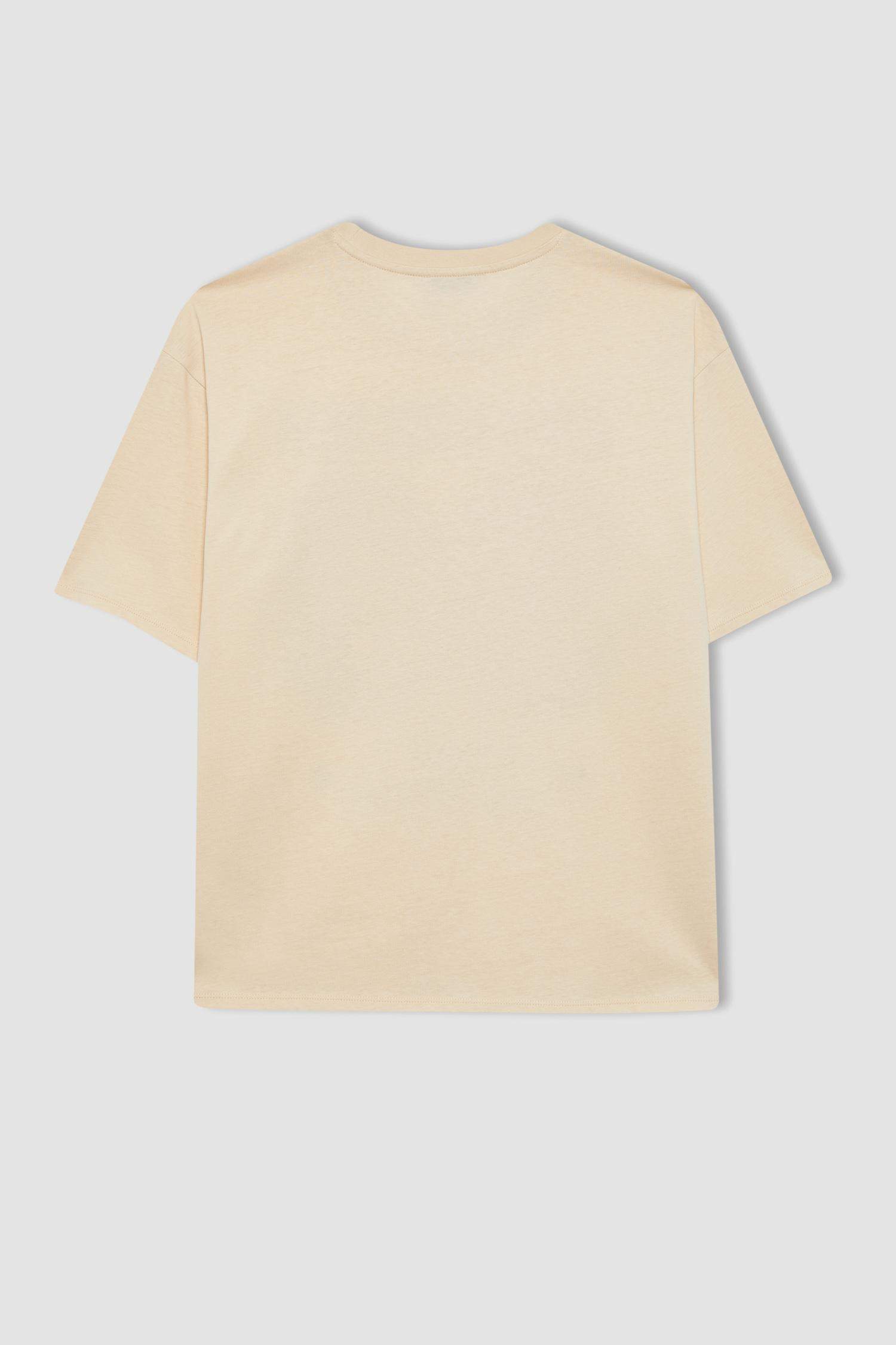 Loose Fit Crew Neck Printed Short Sleeve T-Shirt