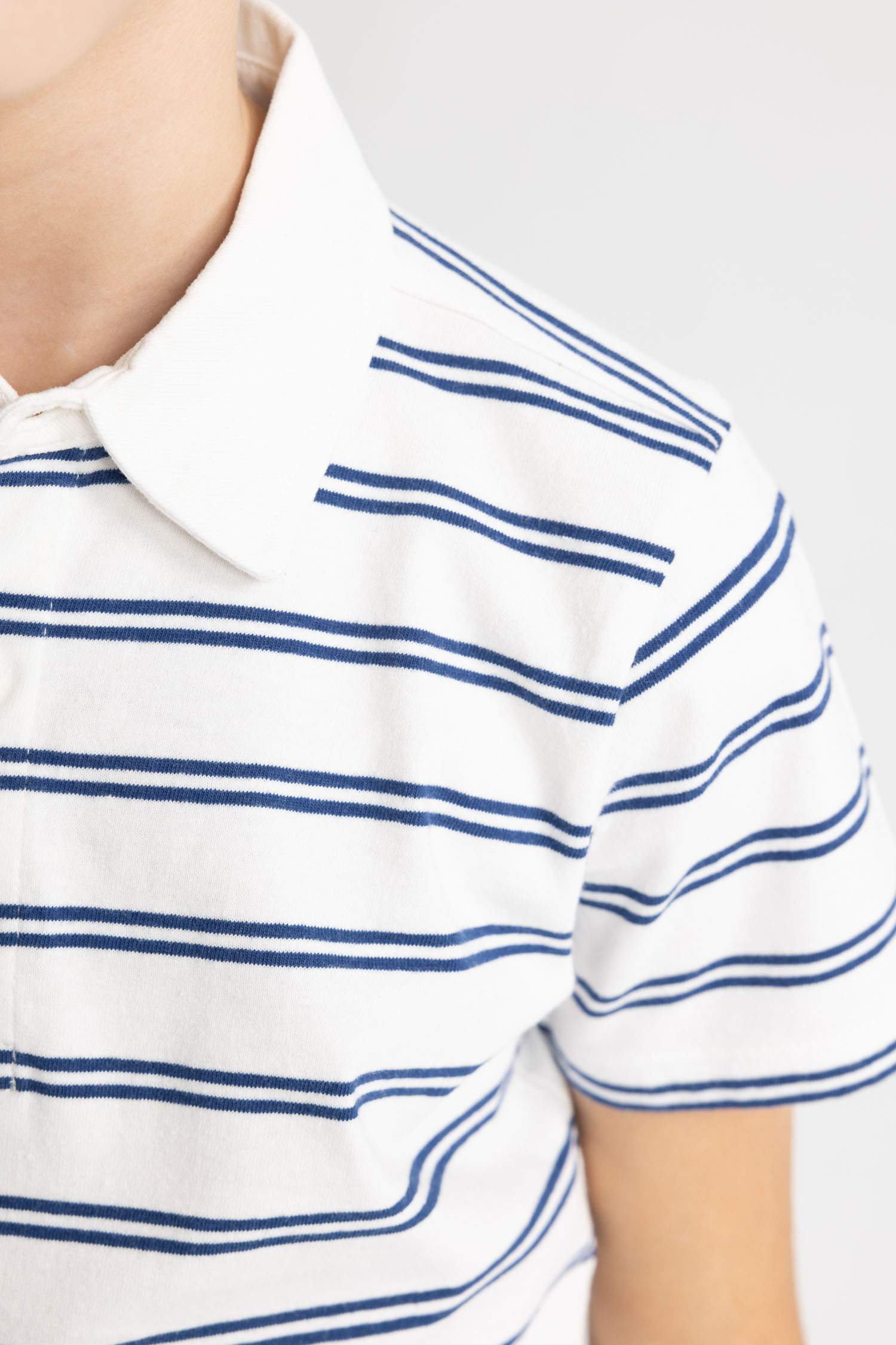 Erkek Çocuk Çizgili Pike Kısa Kollu Polo Tişört