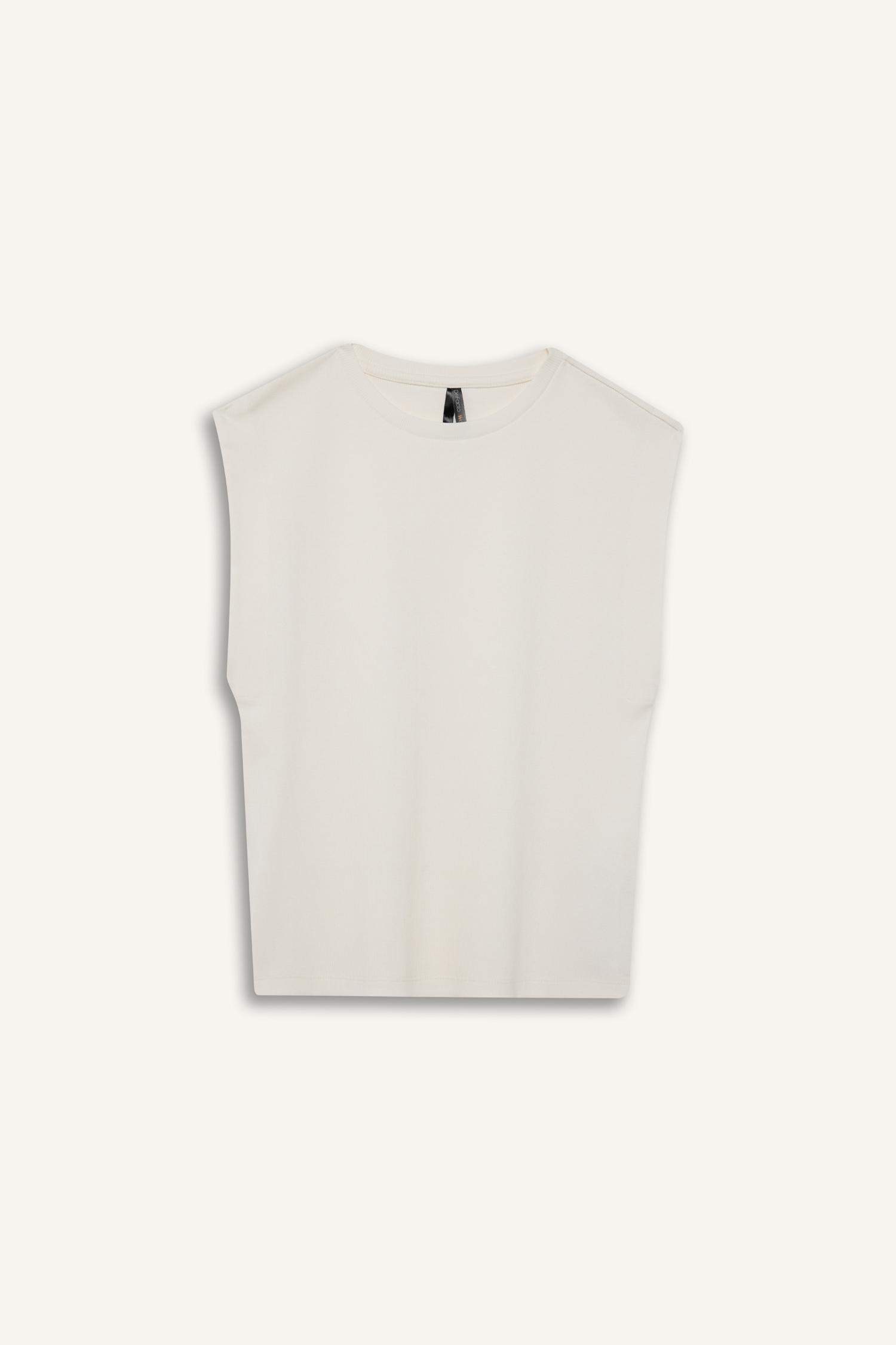 Футболка с короткими рукавами, regular fit, из ребристой ткани с круглым вырезом