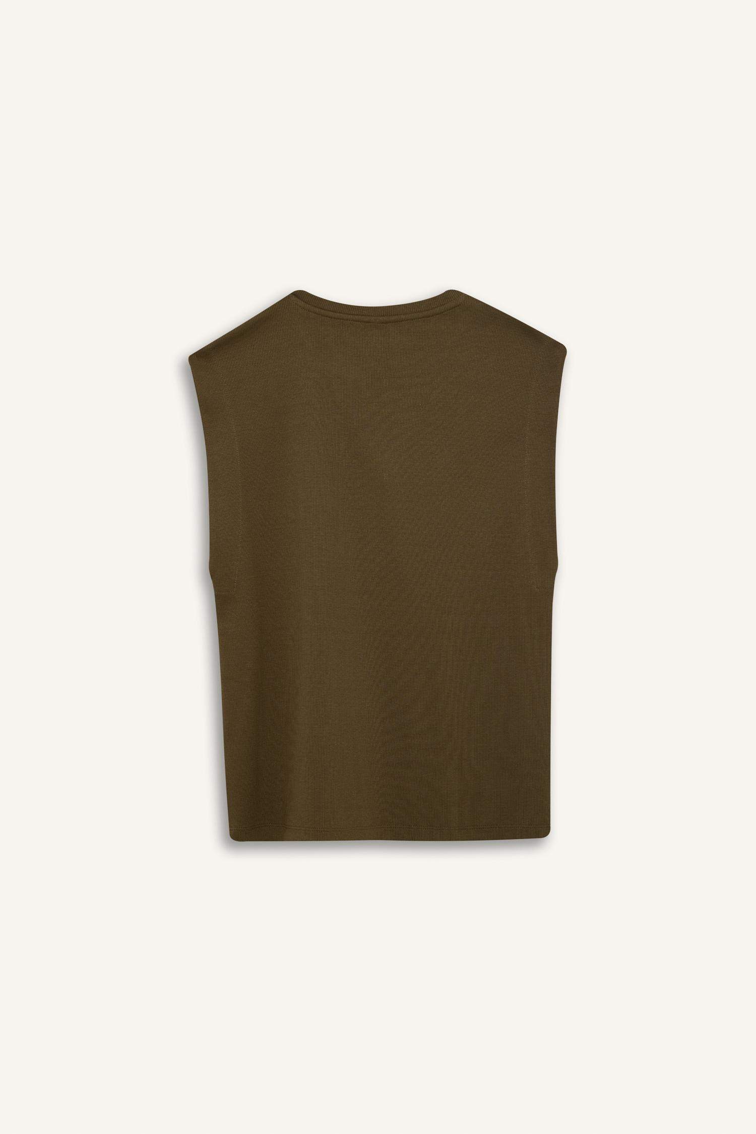 Regular Fit Crew Neck Ribbed Camisole T-Shirt