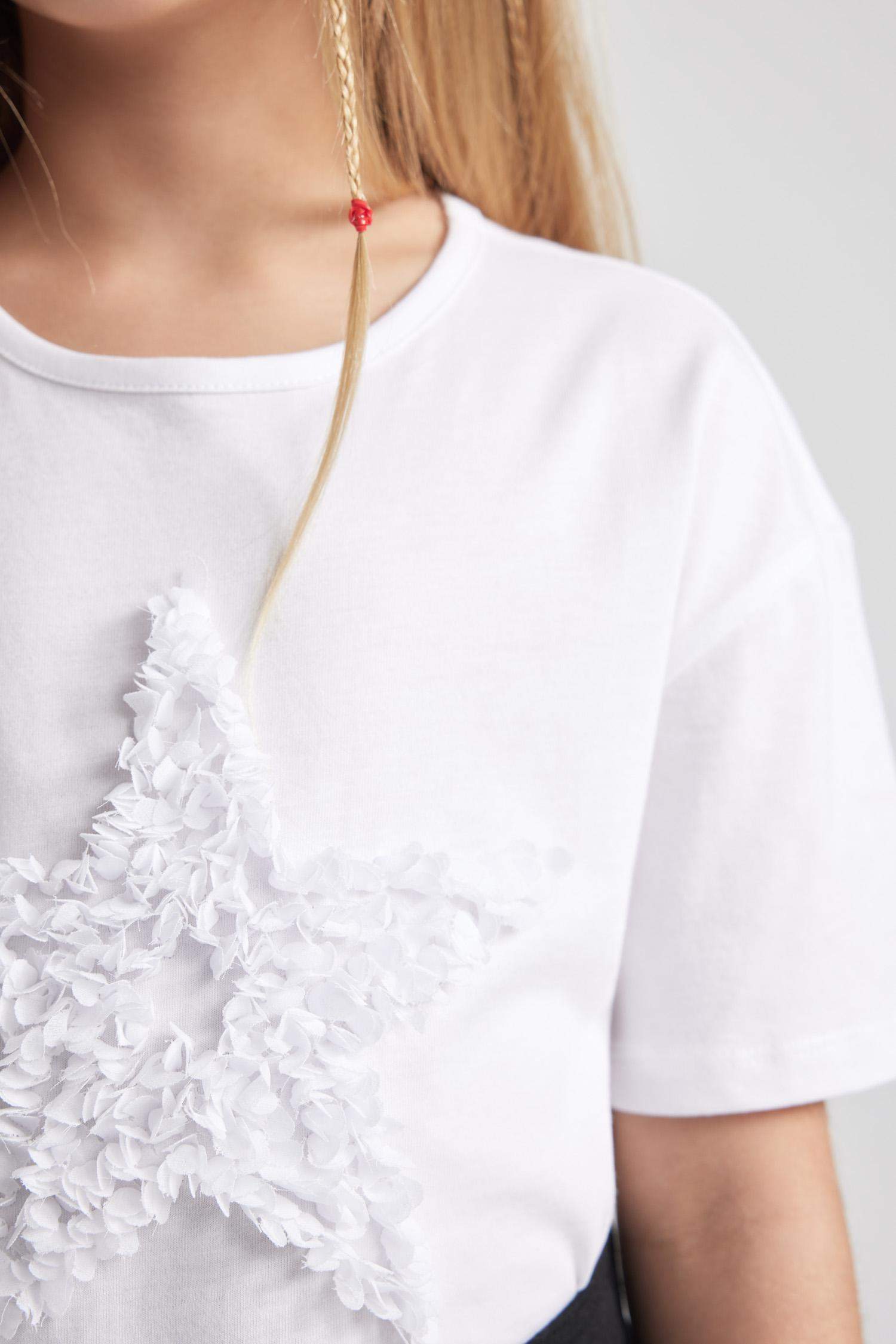 Girl Relax Fit Crew Neck Short Sleeve White T-Shirt