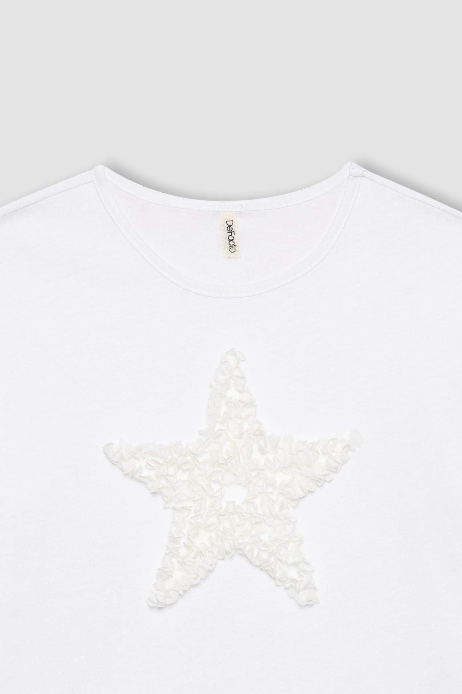 Girl Relax Fit Crew Neck Short Sleeve White T-Shirt