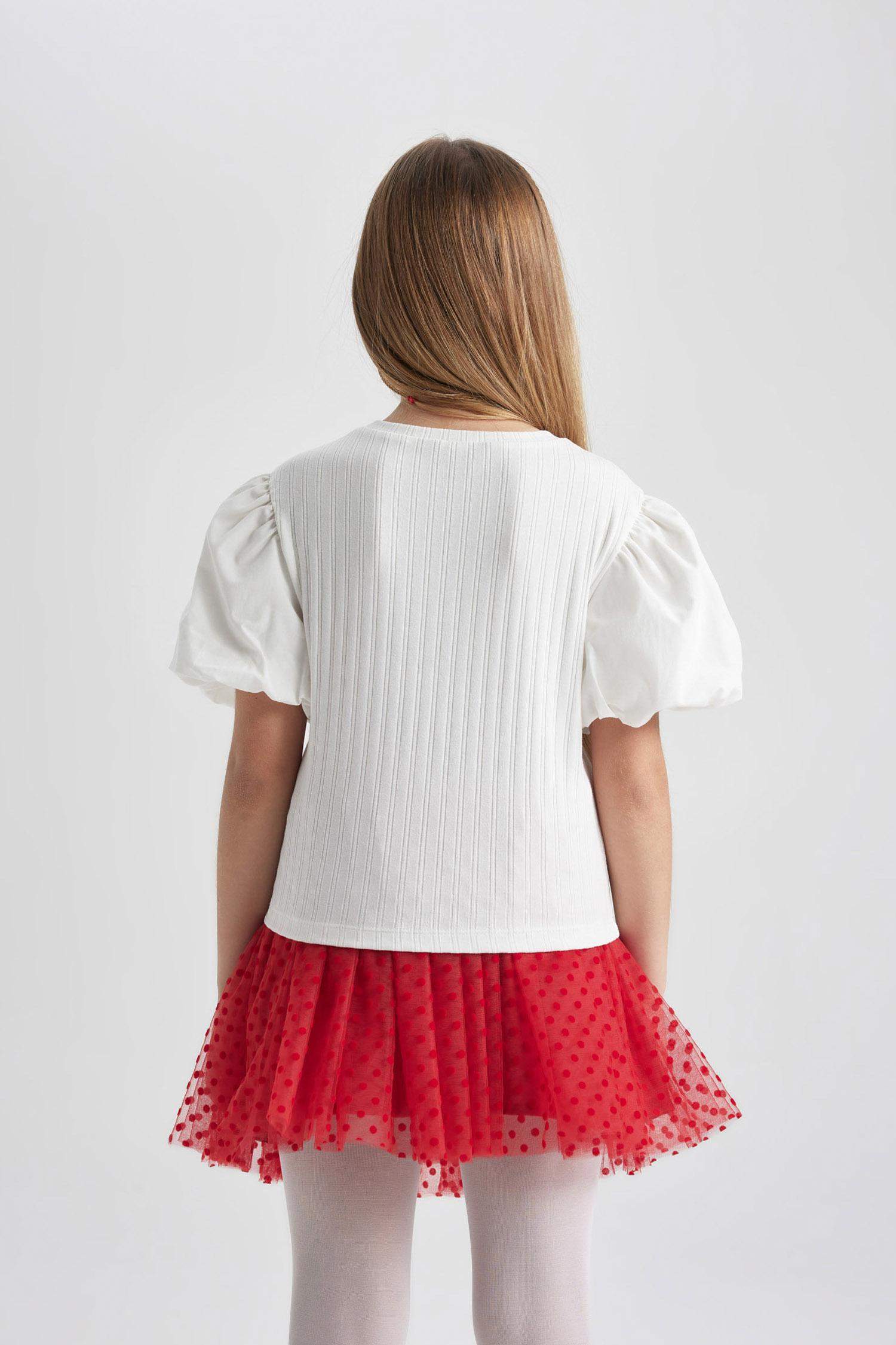 تيشيرت نص ردن بناتي مضلع سليم فيت