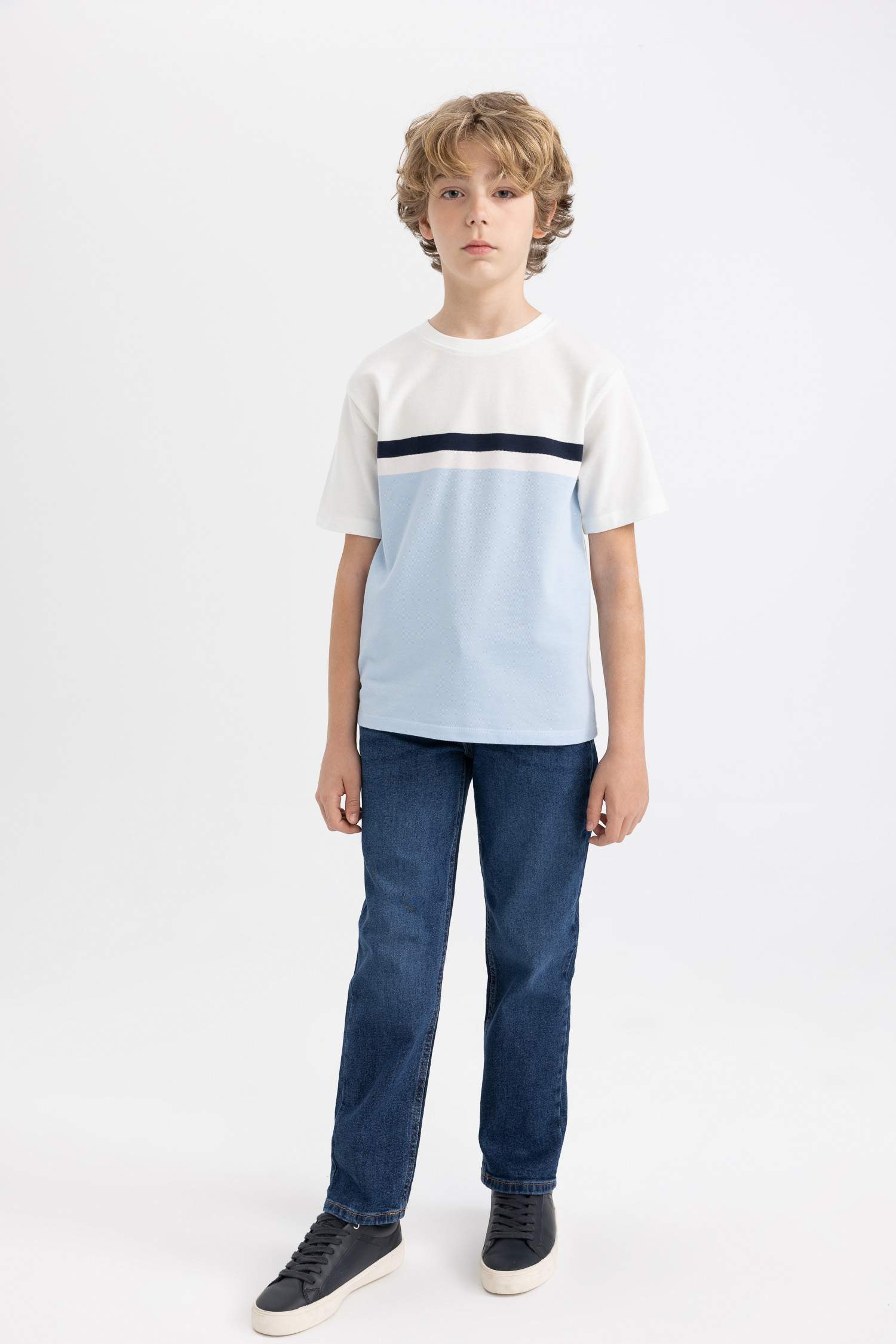 T-Shirt à Manches Courtes en Piqué à Col rond pour Garçon