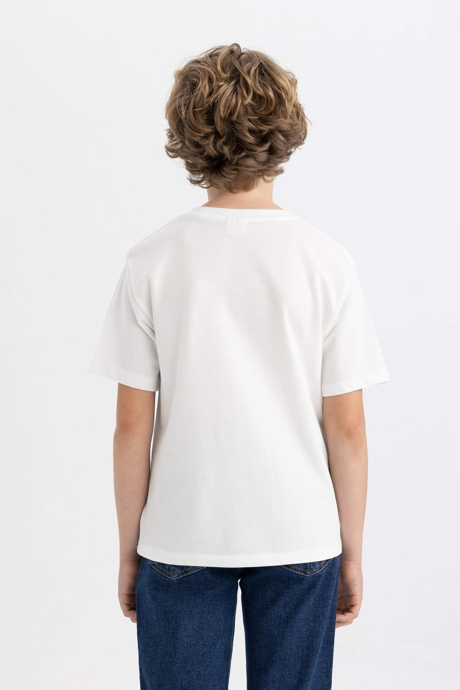Boy Crew Neck Color Block Pique T-Shirt