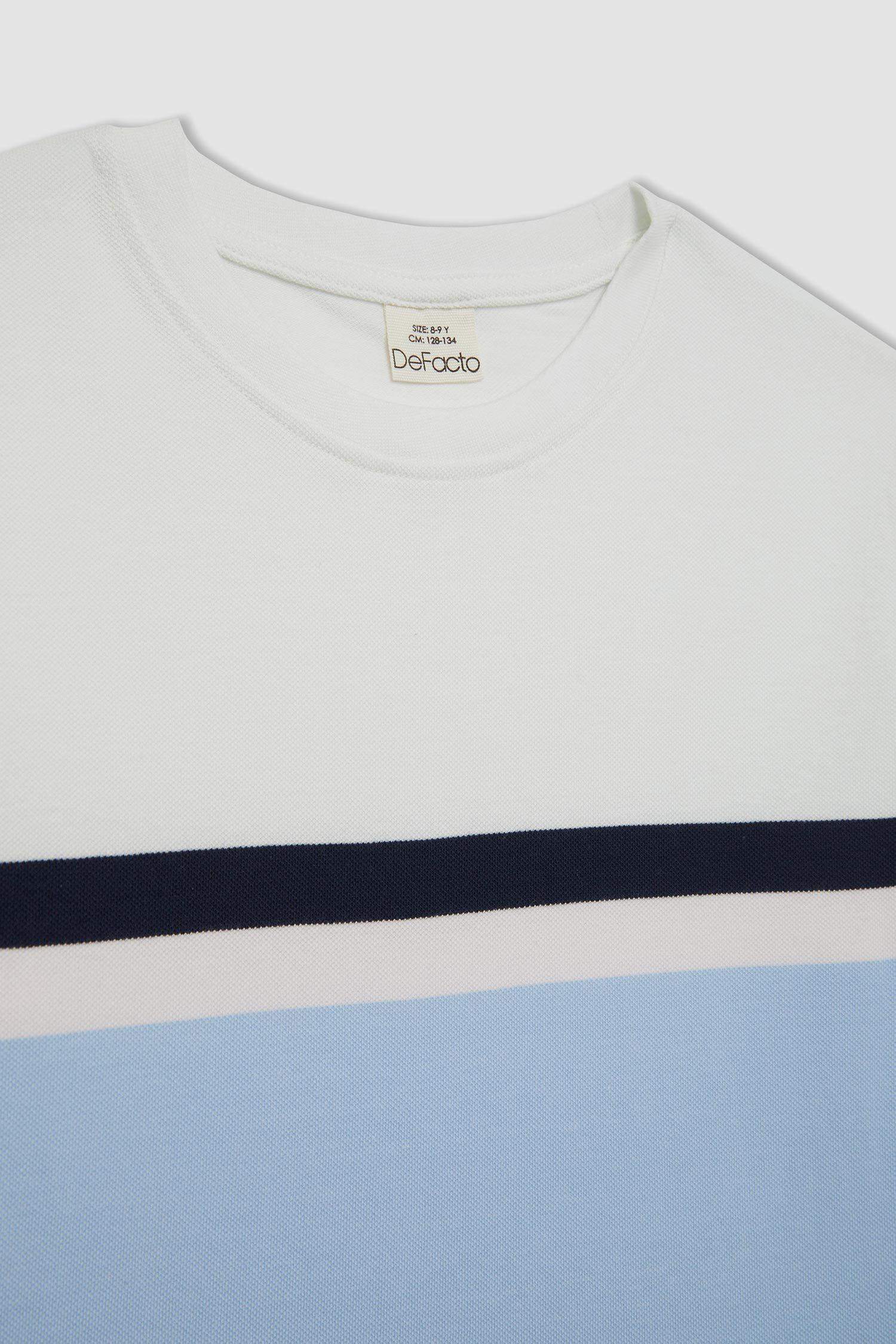 Boy Crew Neck Color Block Pique T-Shirt