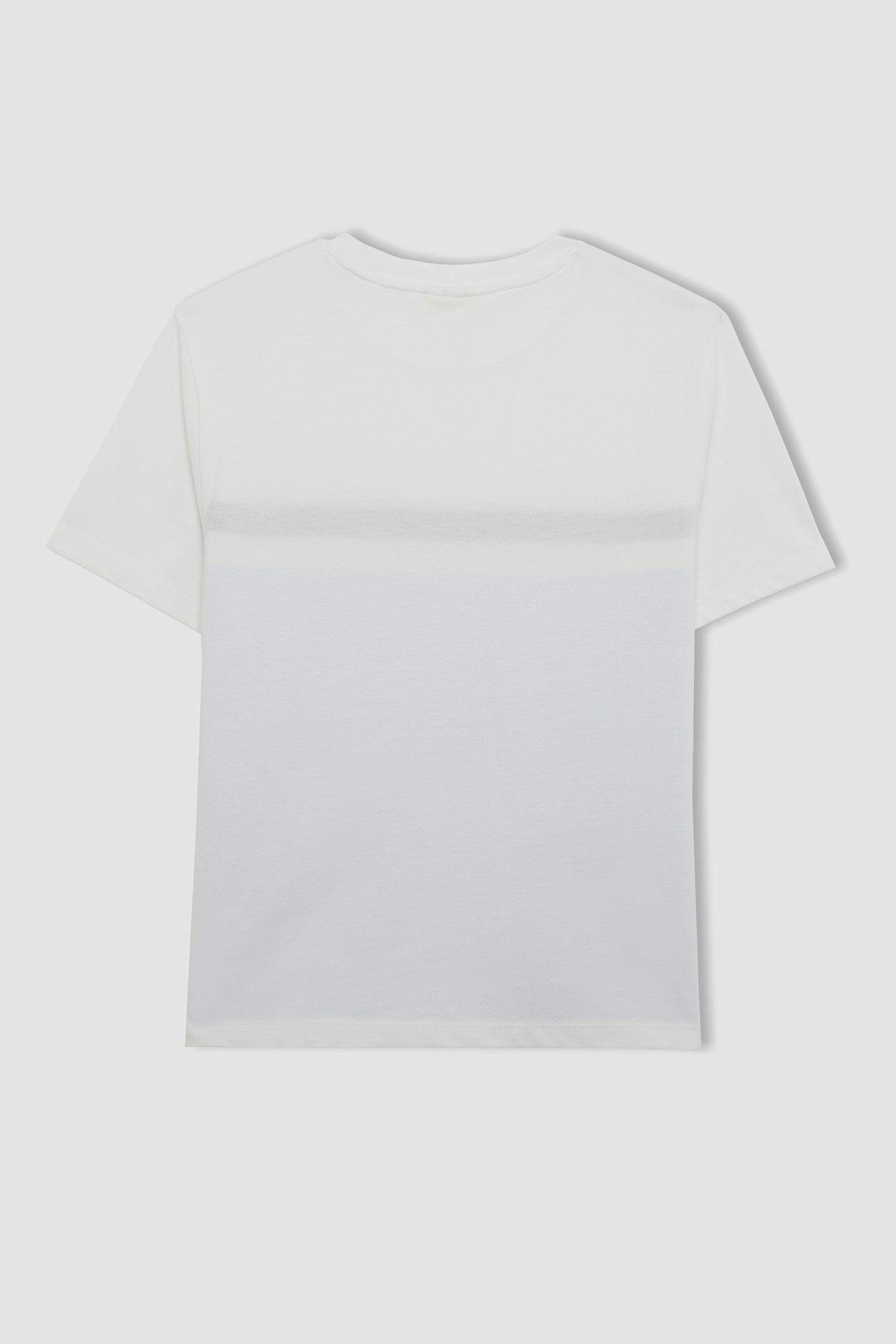 Boy Crew Neck Color Block Pique T-Shirt