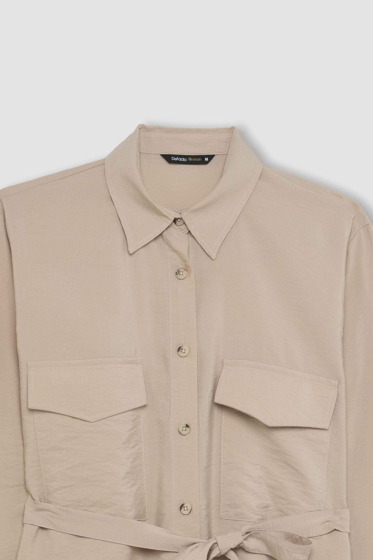 Regular Fit Long Sleeve Belted Shirt Tunic