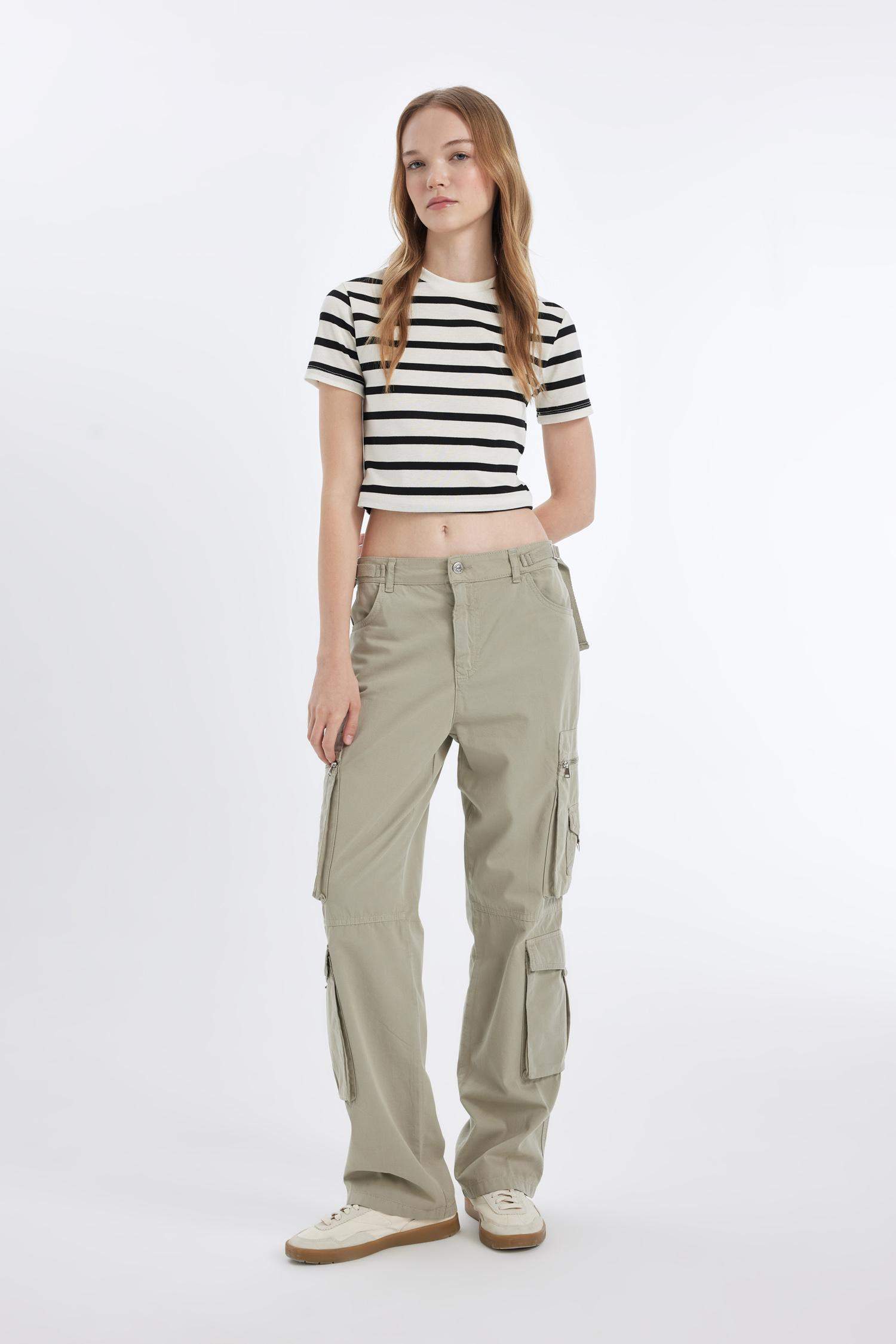 Брюки карго прямого кроя из габардина, Coool