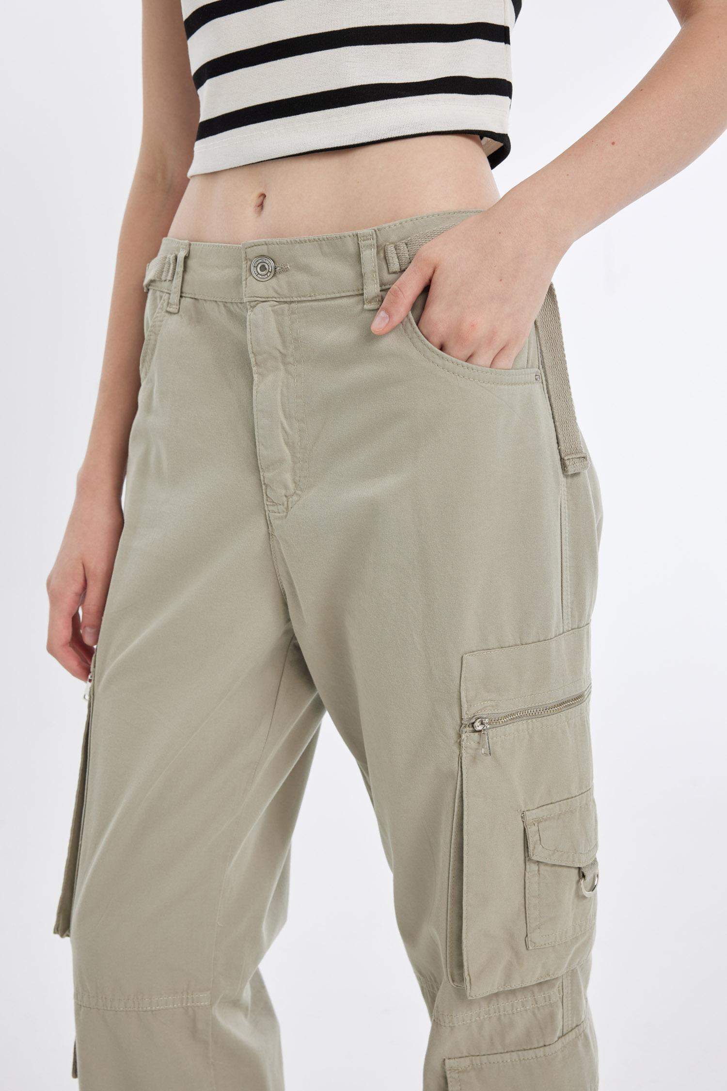 Straight Fit Cargo Gabardine Trousers