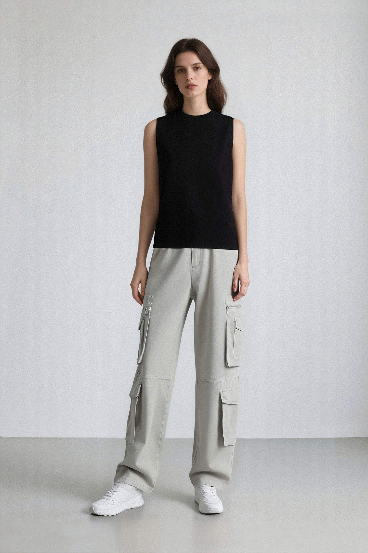 Straight Fit Cargo Gabardine Trousers