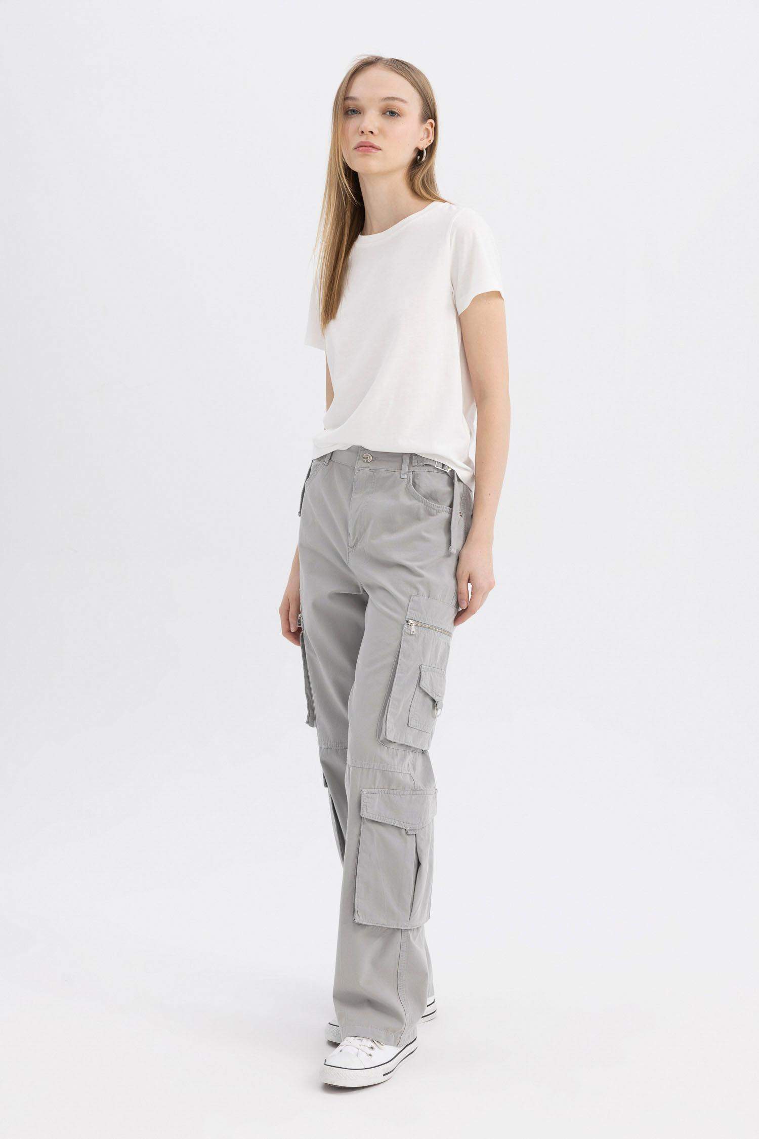 Coool Straight Fit Gabardin Pantolon Kargo Cepli