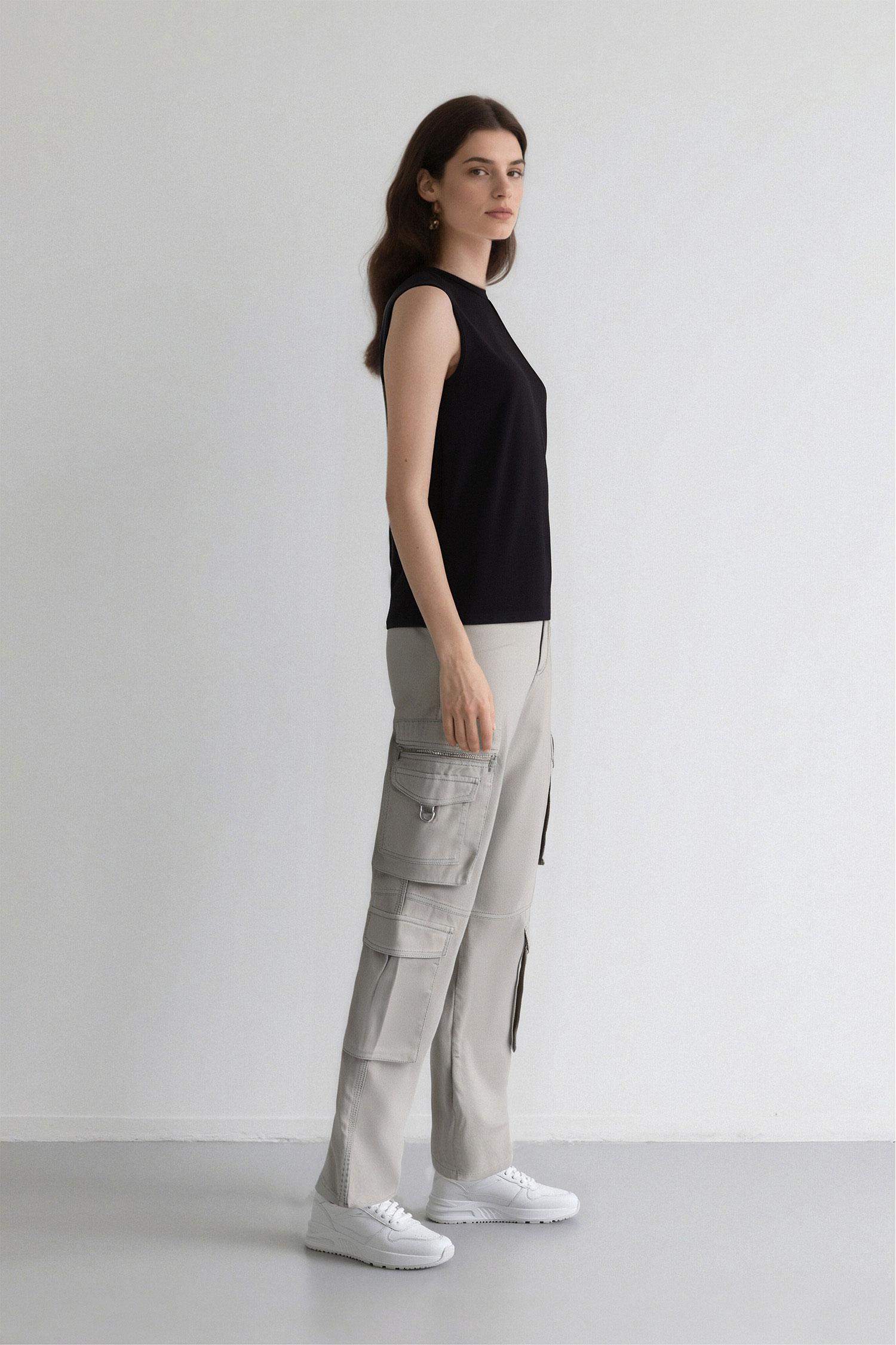 Straight Fit Cargo Gabardine Trousers