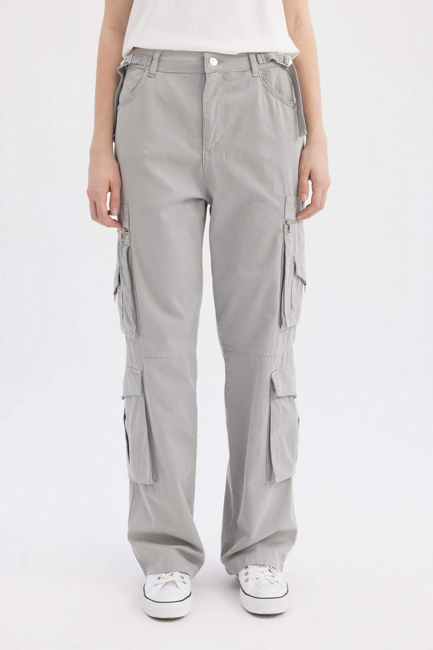 Coool Straight Fit Gabardin Pantolon Kargo Cepli