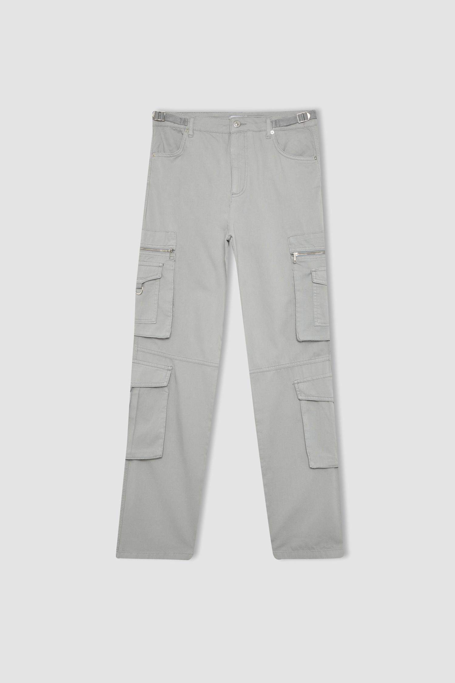Straight Fit Cargo Gabardine Trousers