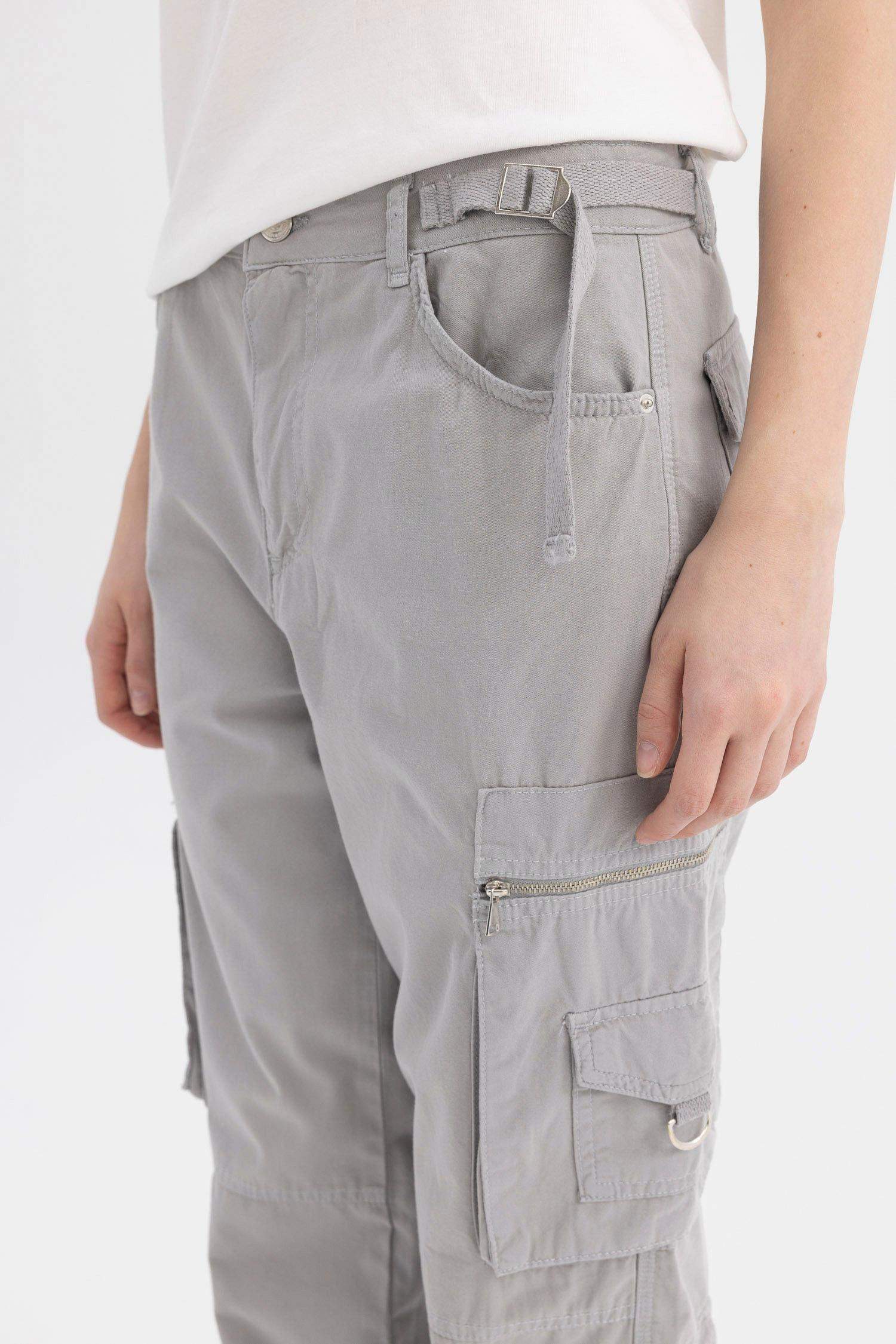 Coool Straight Fit Gabardin Pantolon Kargo Cepli