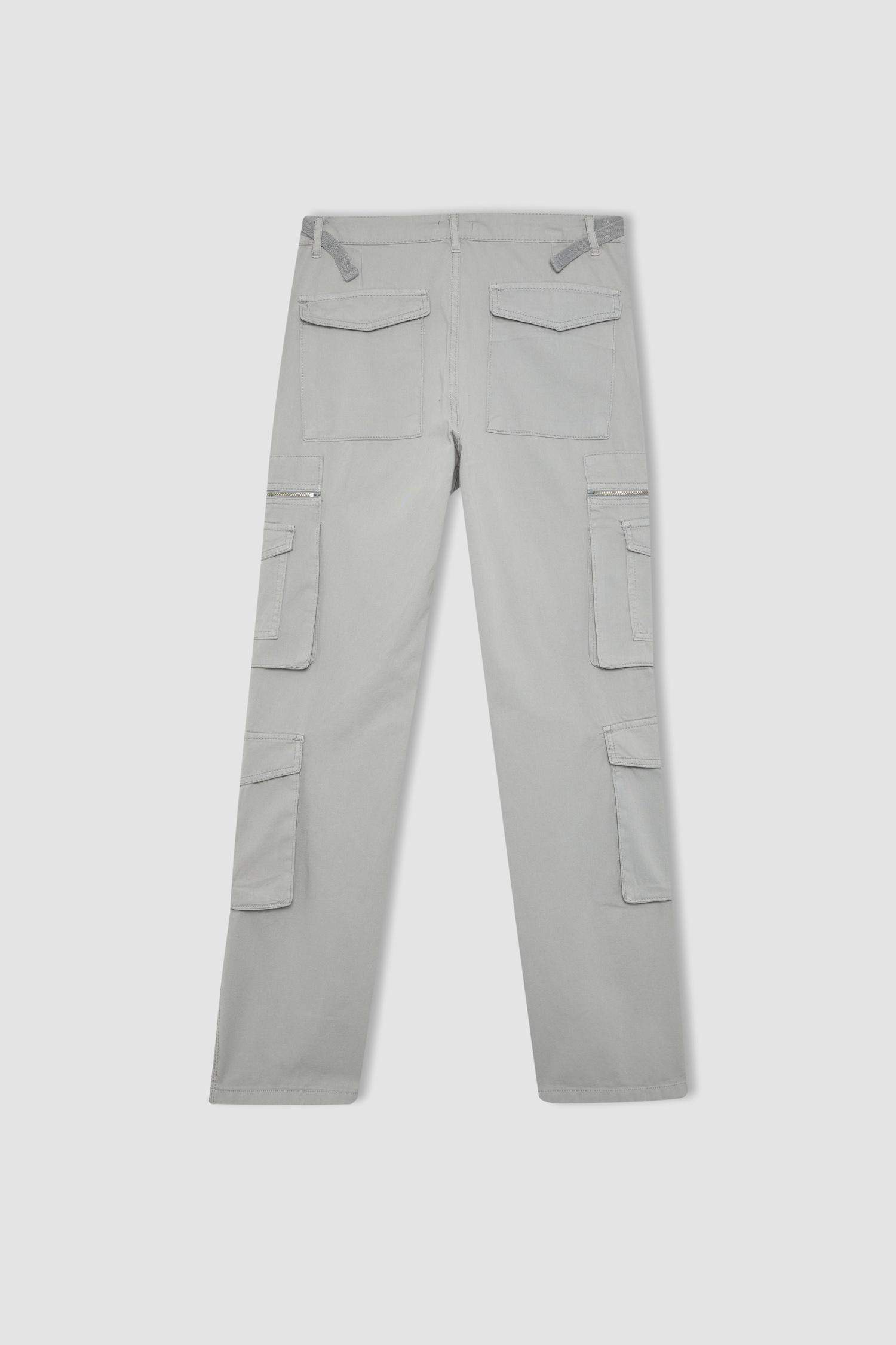 Straight Fit Cargo Gabardine Trousers