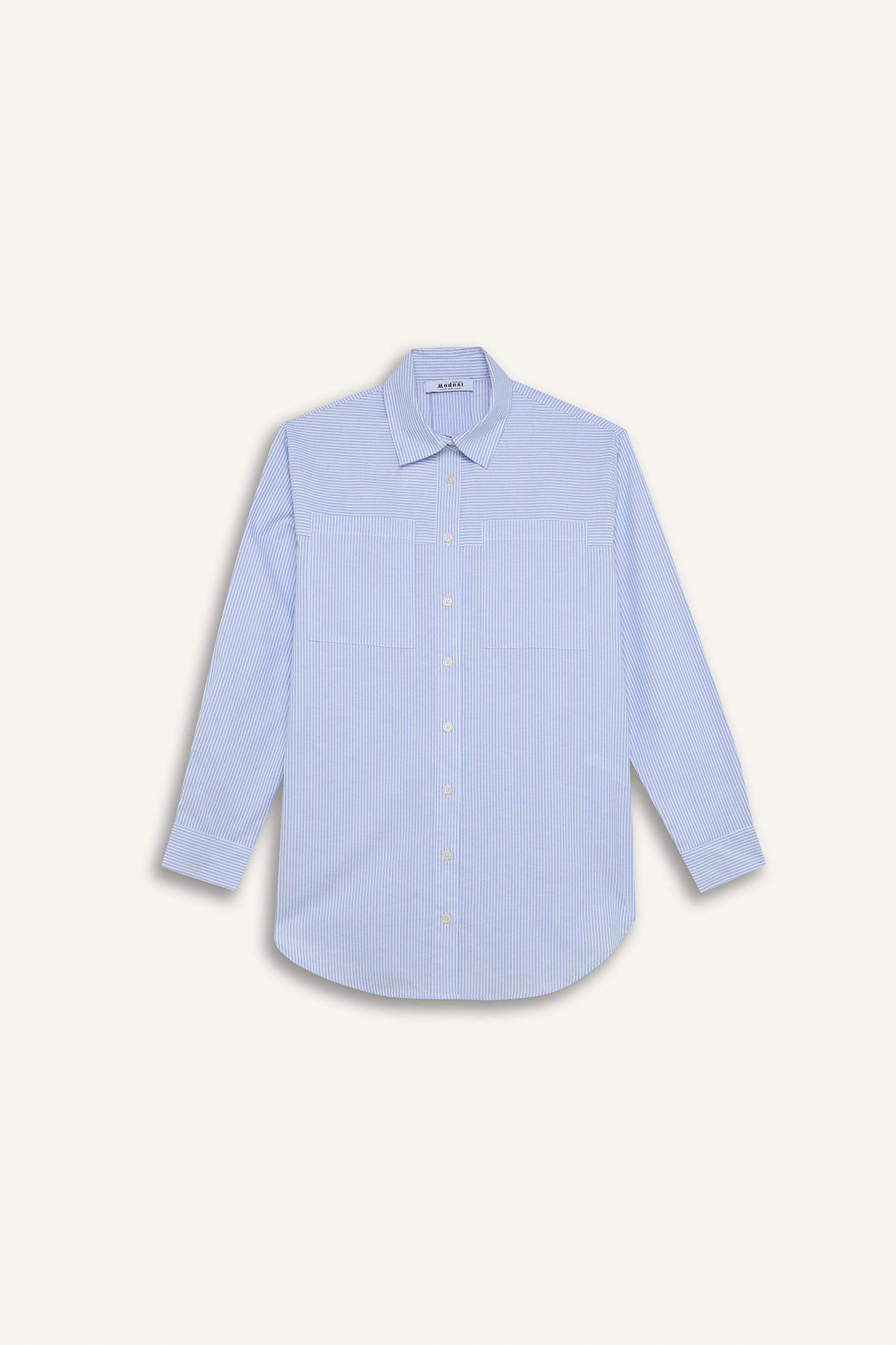 Tunique chemise longue rayée à coupe décontractée