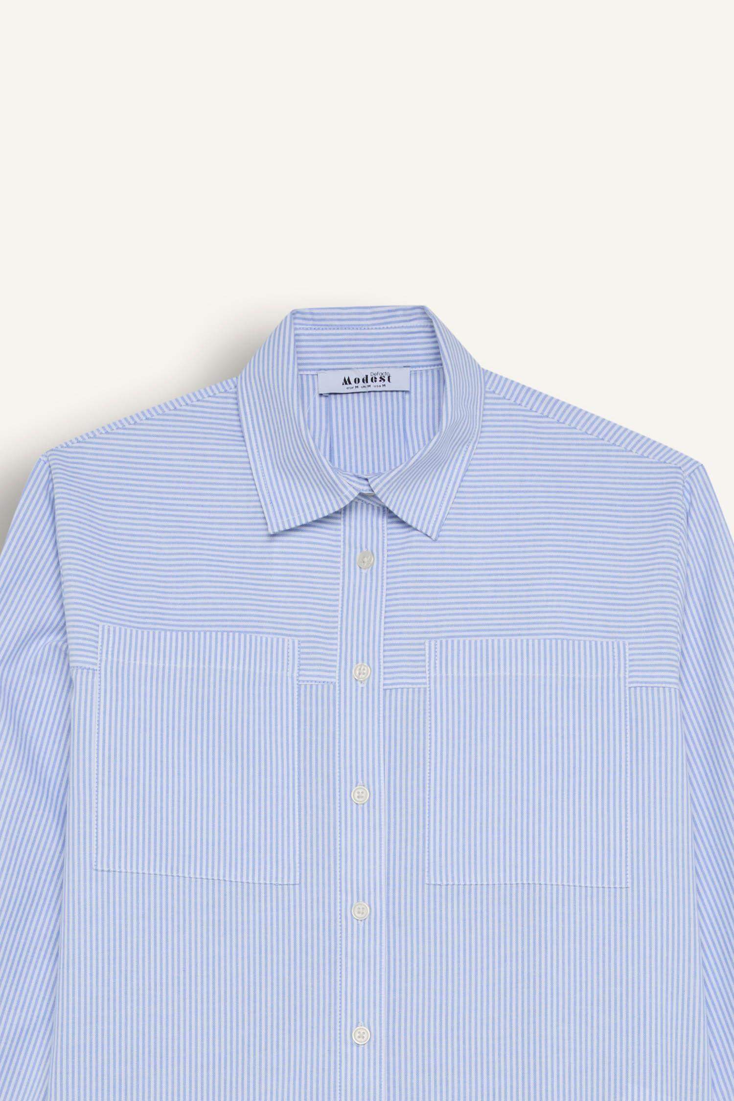 Tunique chemise longue rayée à coupe décontractée