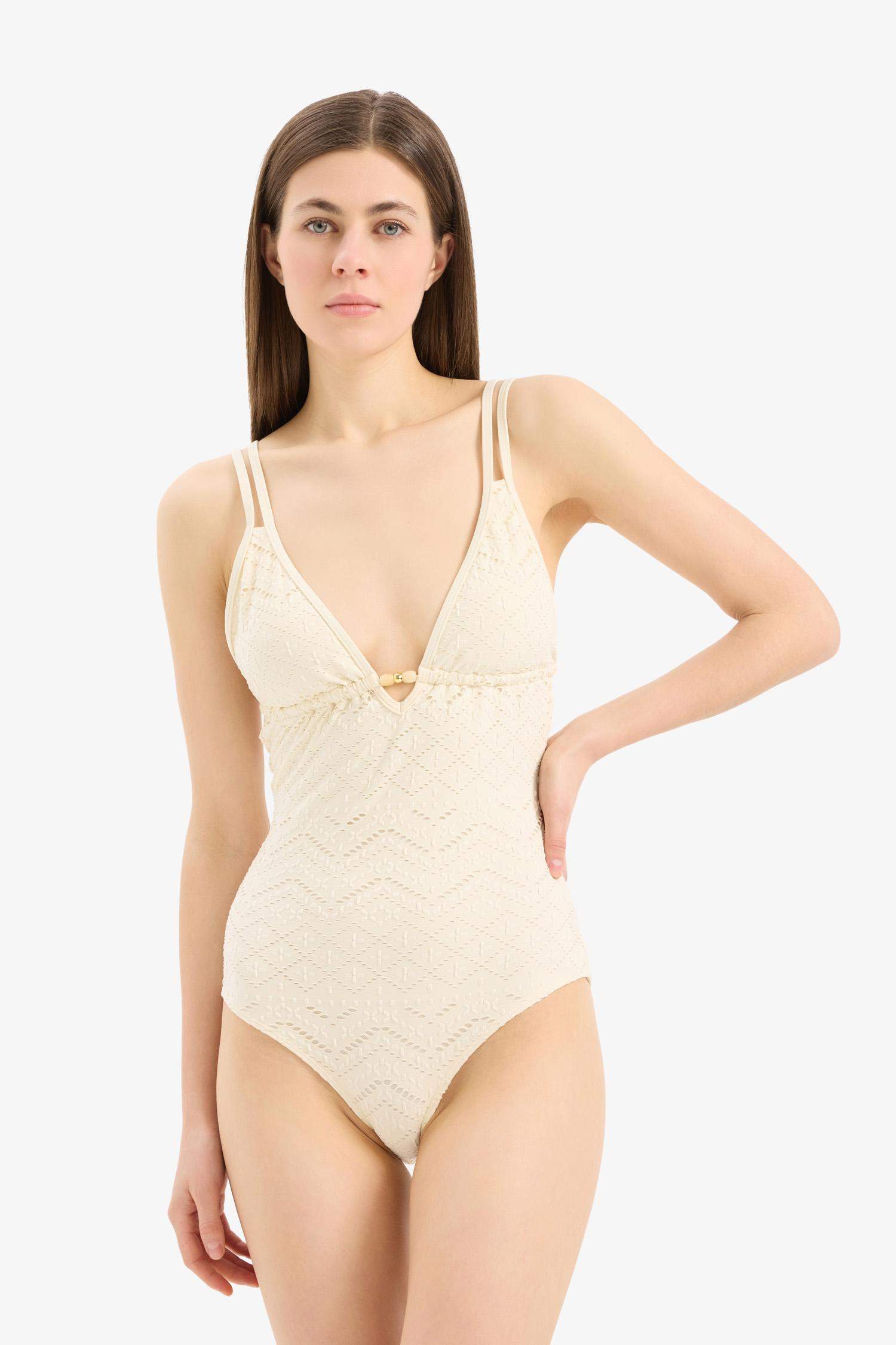 Fall in Love Regular Fit Embroidered Brode Swimsuit