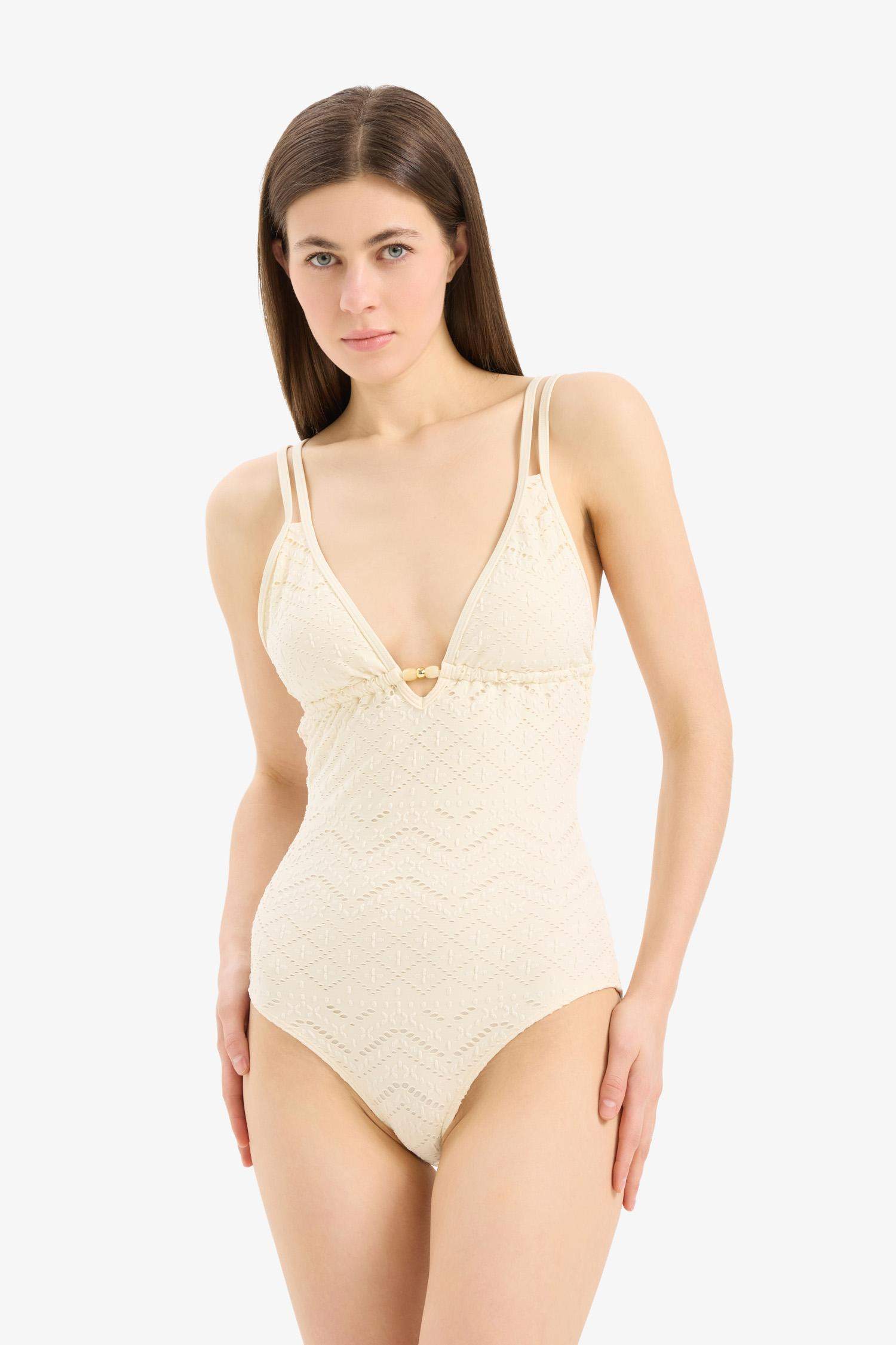 Fall in Love Regular Fit Embroidered Brode Swimsuit