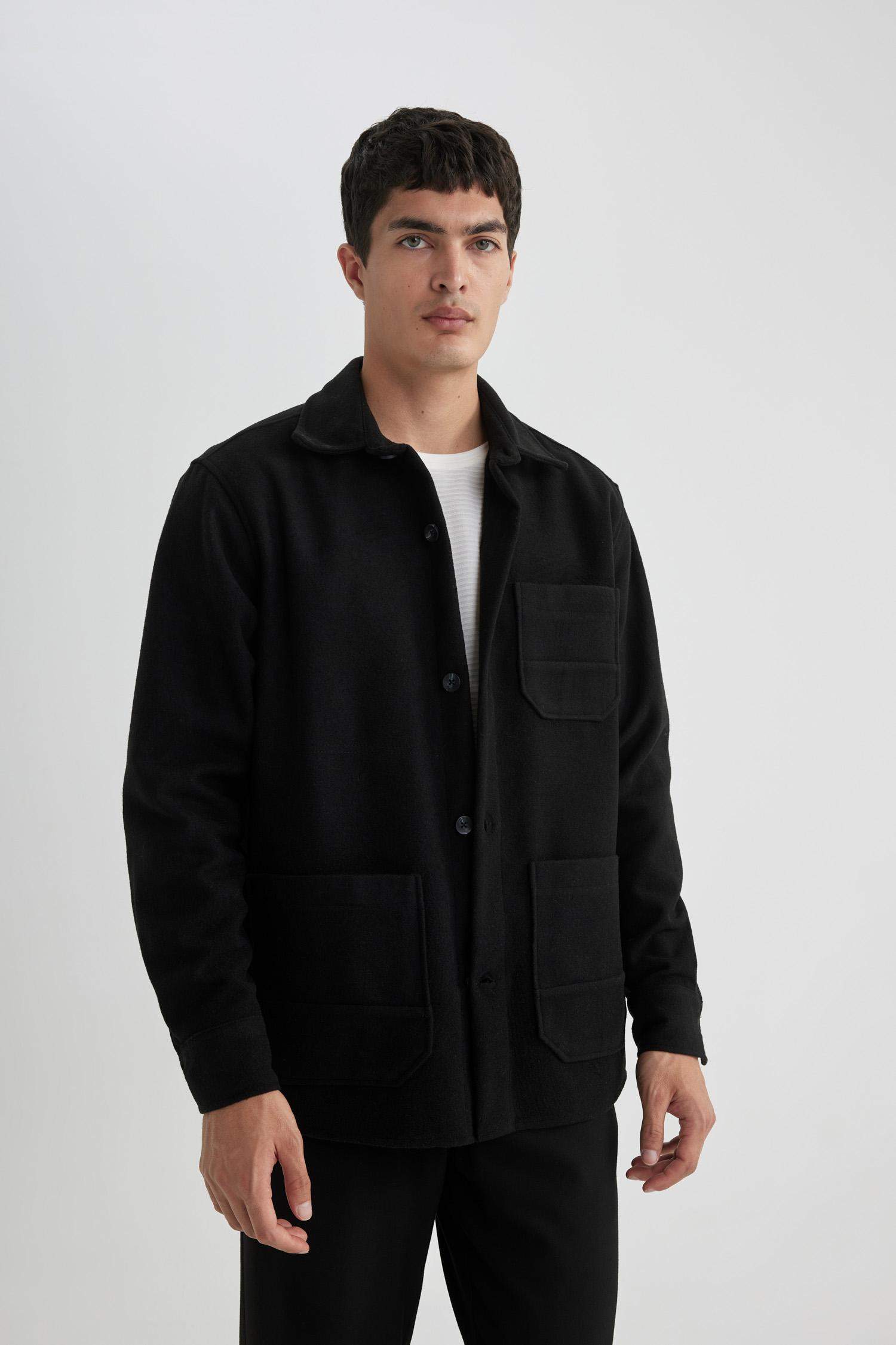 قميص جوخ كم طويل قصة عادية وبطانة ناعمة