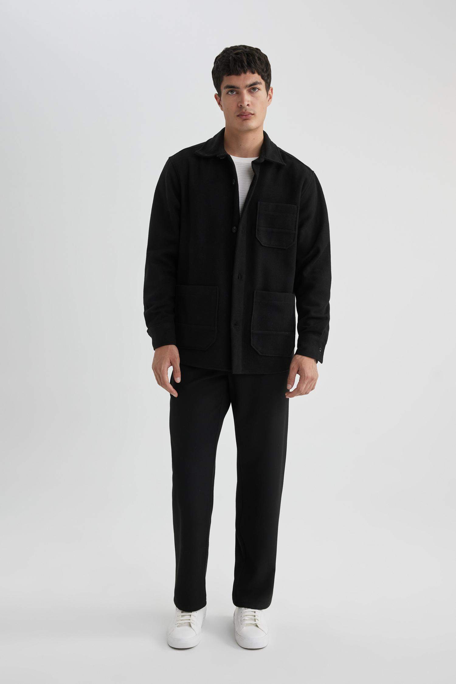 قميص جوخ كم طويل قصة عادية وبطانة ناعمة