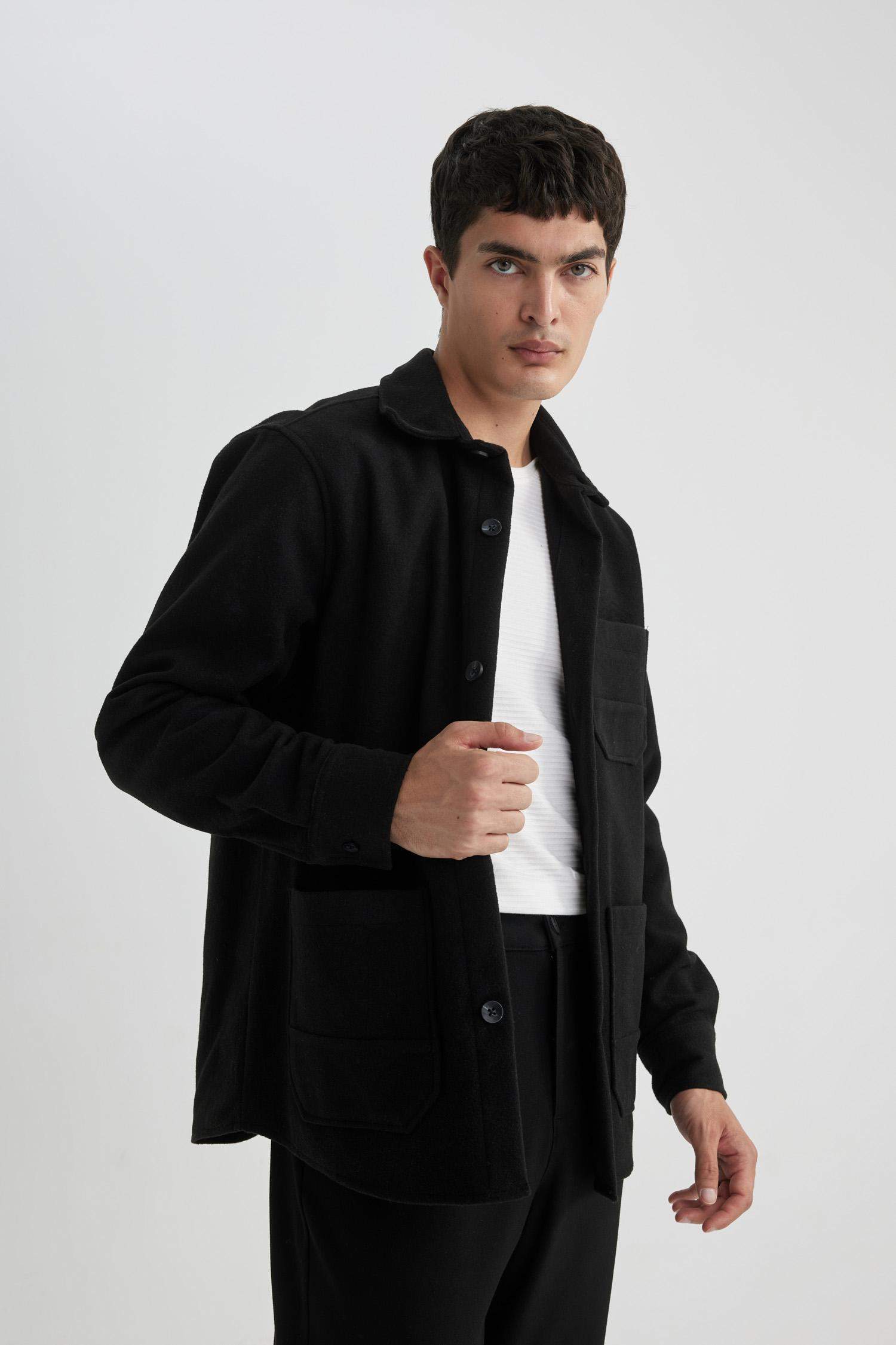 قميص جوخ كم طويل قصة عادية وبطانة ناعمة