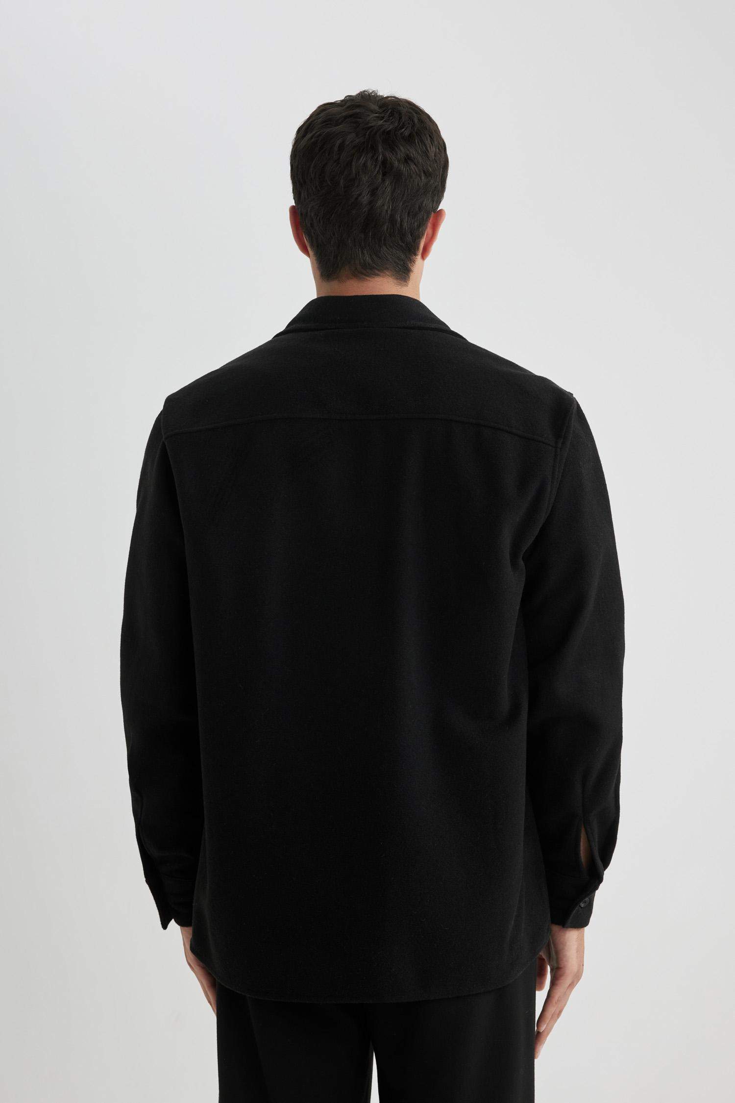 قميص جوخ كم طويل قصة عادية وبطانة ناعمة