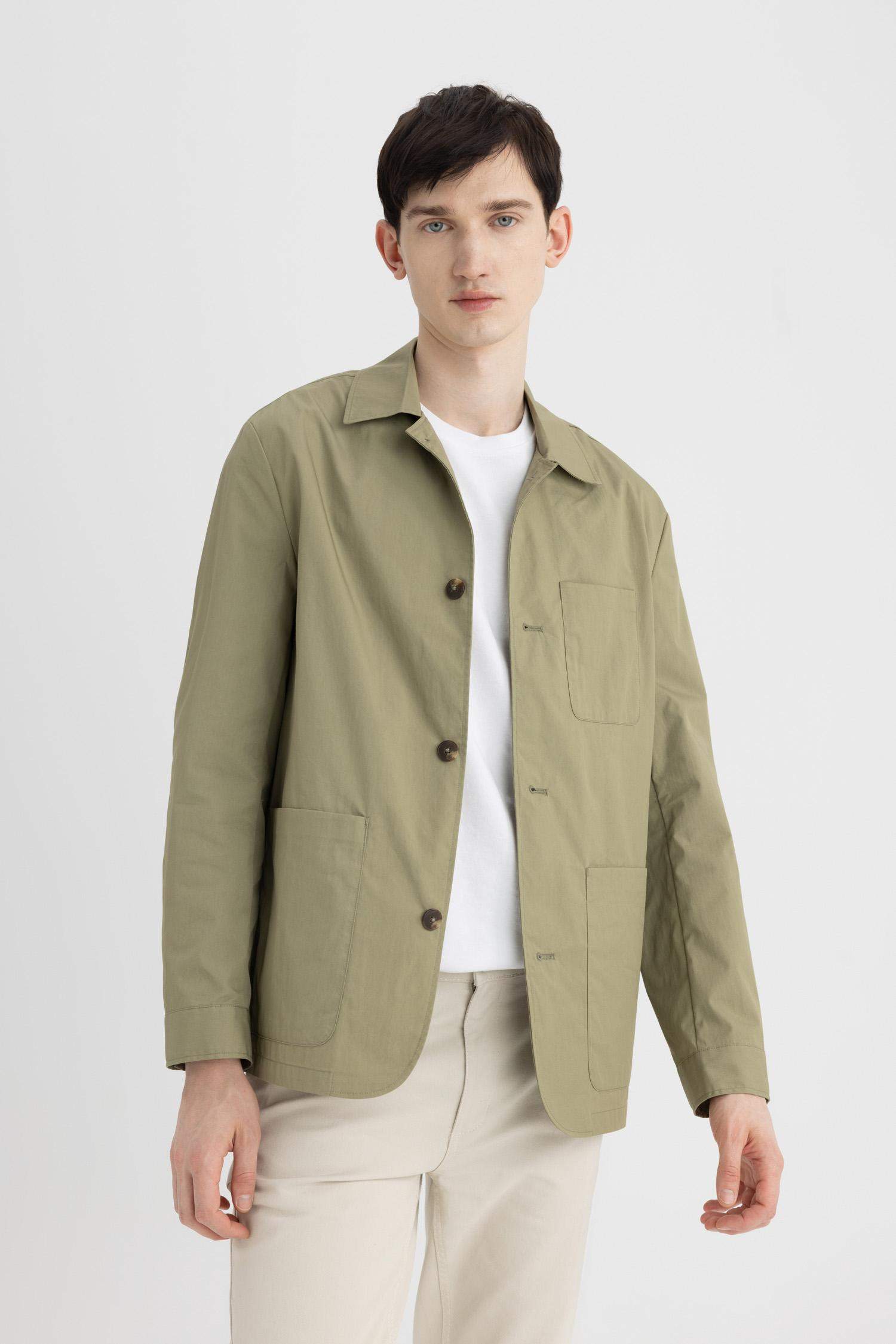 Regular Fit Polo Yaka Düğmeli Cepli Paraşüt Gömlek Ceket