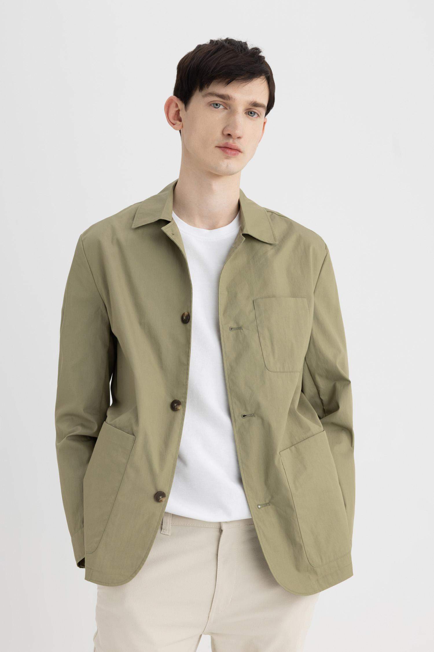Regular Fit Polo Yaka Düğmeli Cepli Paraşüt Gömlek Ceket