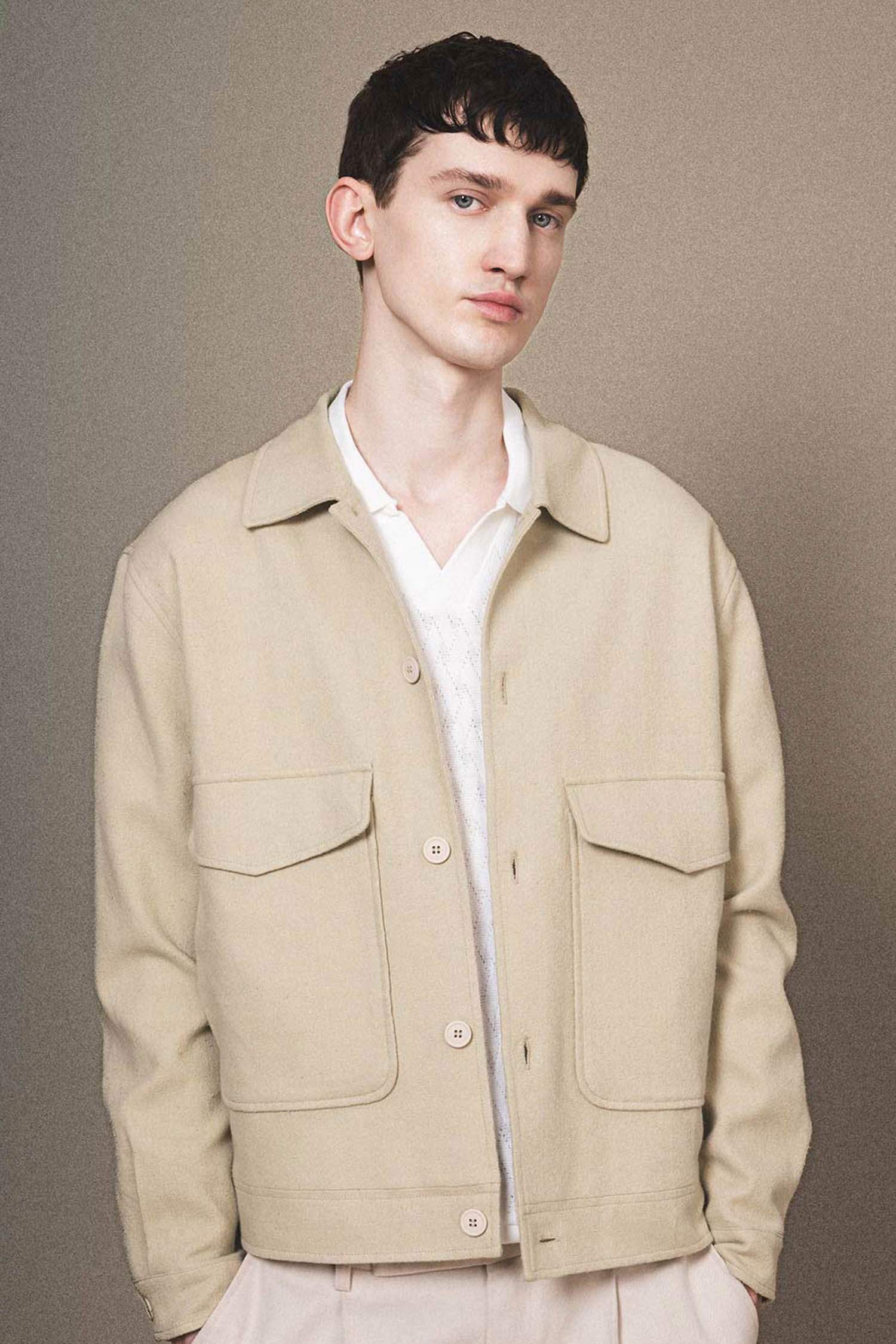 Relax Fit Polo Yaka Astarlı Düğmeli Cepli Mevsimlik Baharlık Keten Ceket Mont