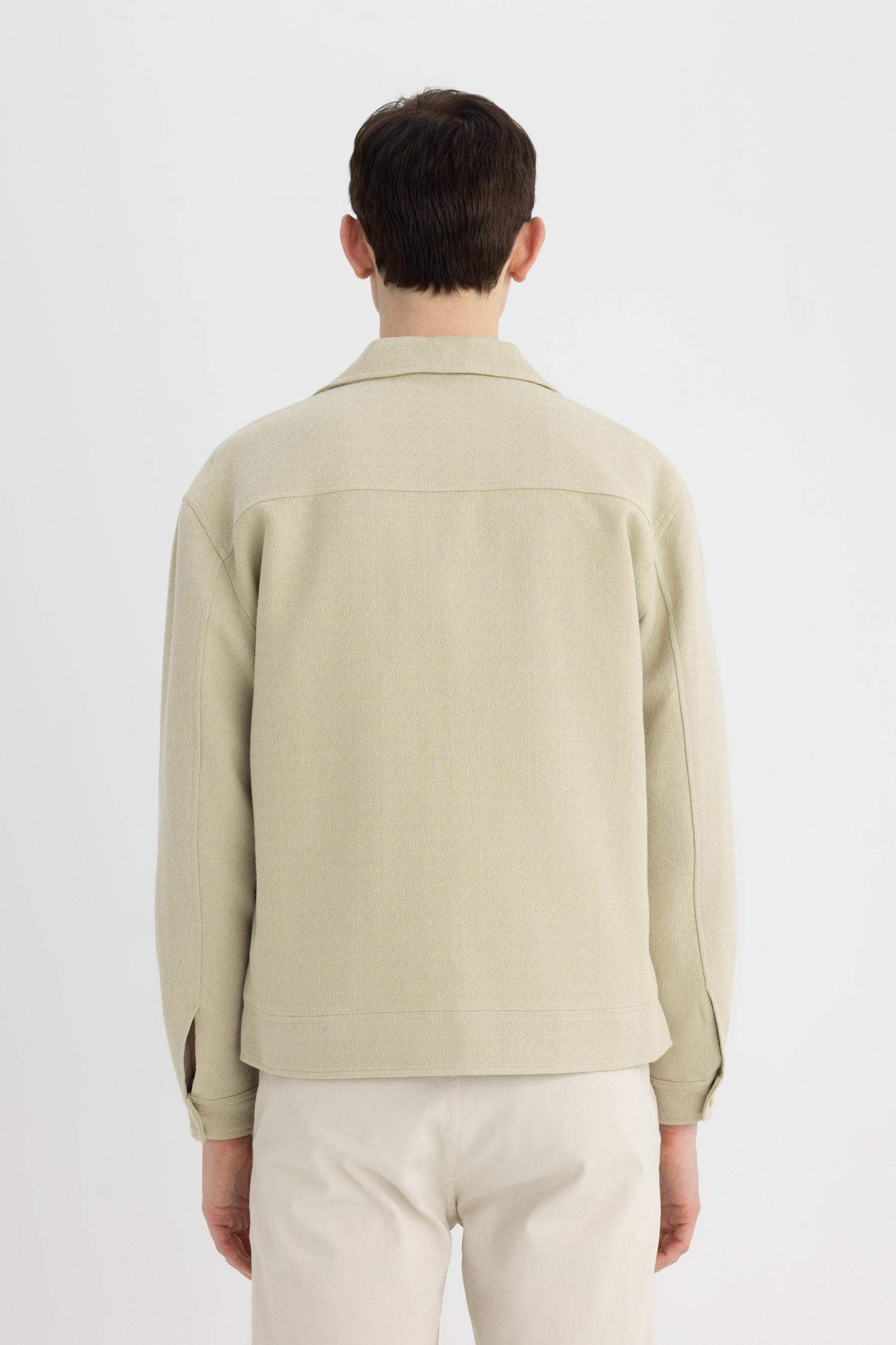 Relax Fit Polo Yaka Astarlı Düğmeli Cepli Mevsimlik Baharlık Keten Ceket Mont