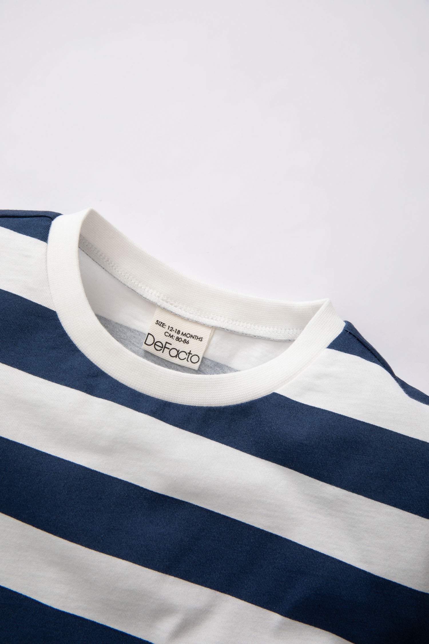 T-Shirt à Manches Courtes à Rayures et Col rond pour Bébé Garçon