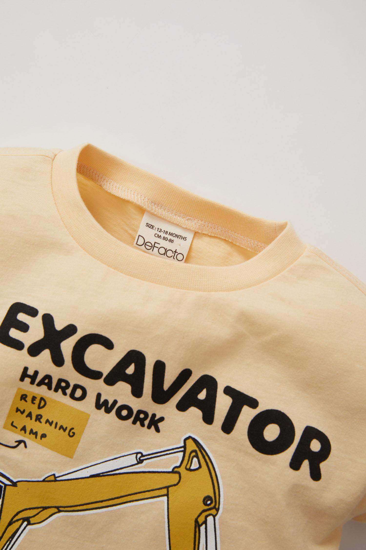 Baby Boy Crew Neck Vehicle Printed Short Sleeve T-Shirt