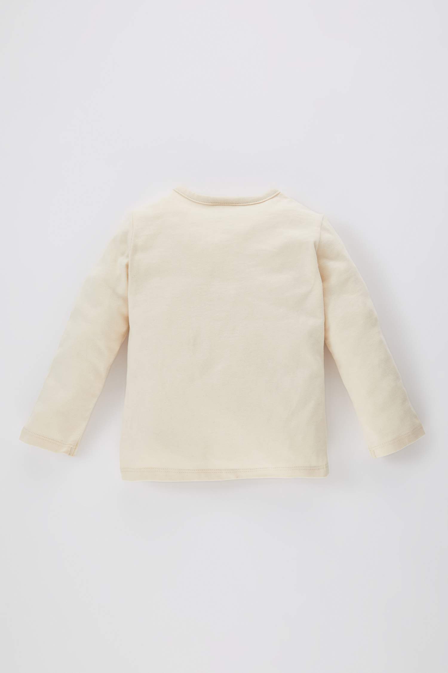 Erkek Bebek Düğmeli Yaka Basic Düz Uzun Kollu Tişört