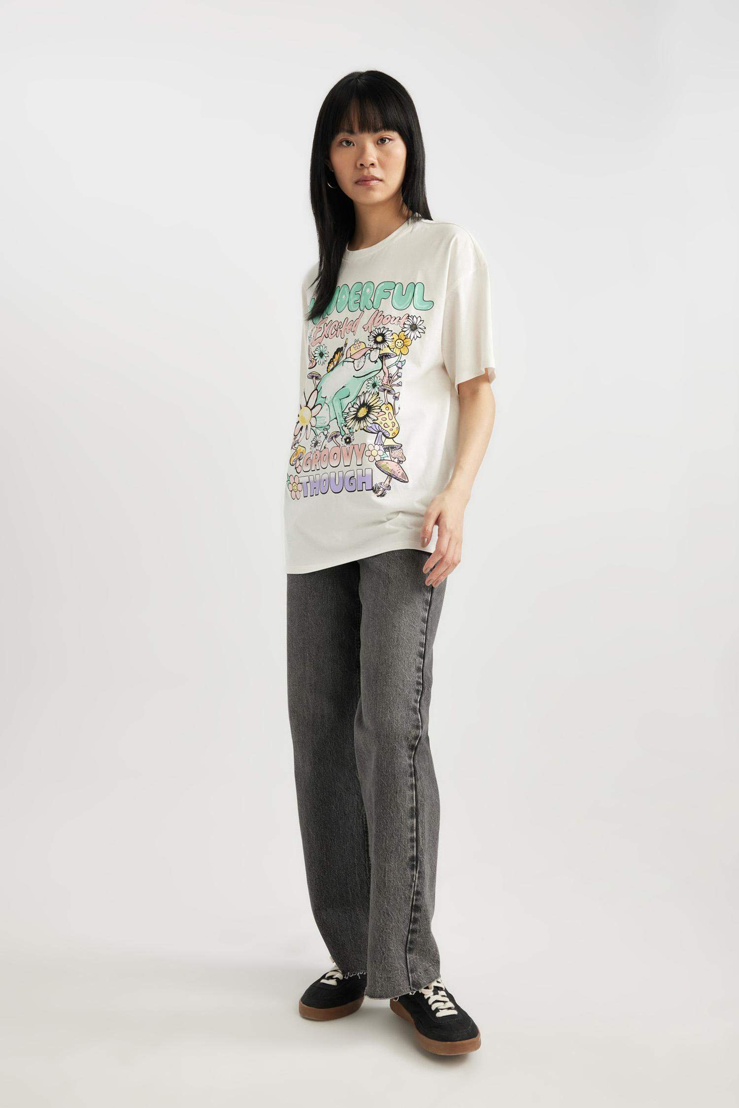 T-Shirt imprimé Oversize à Manches Courtes