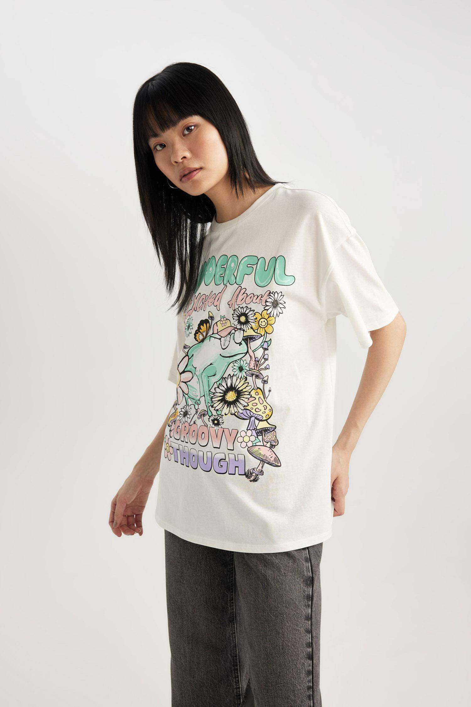 T-Shirt imprimé Oversize à Manches Courtes