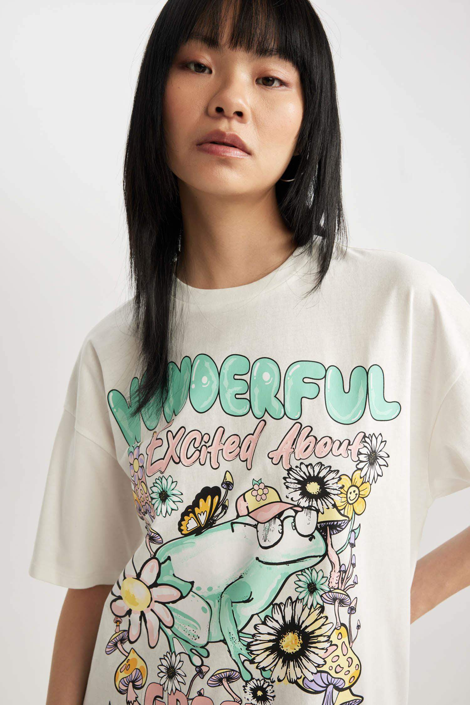 T-Shirt imprimé Oversize à Manches Courtes