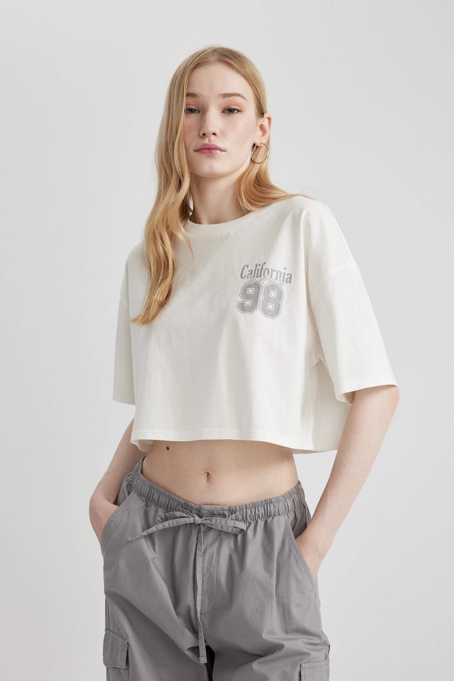 Oversize Fit Crew Neck Printed Short Sleeve T-Shirt