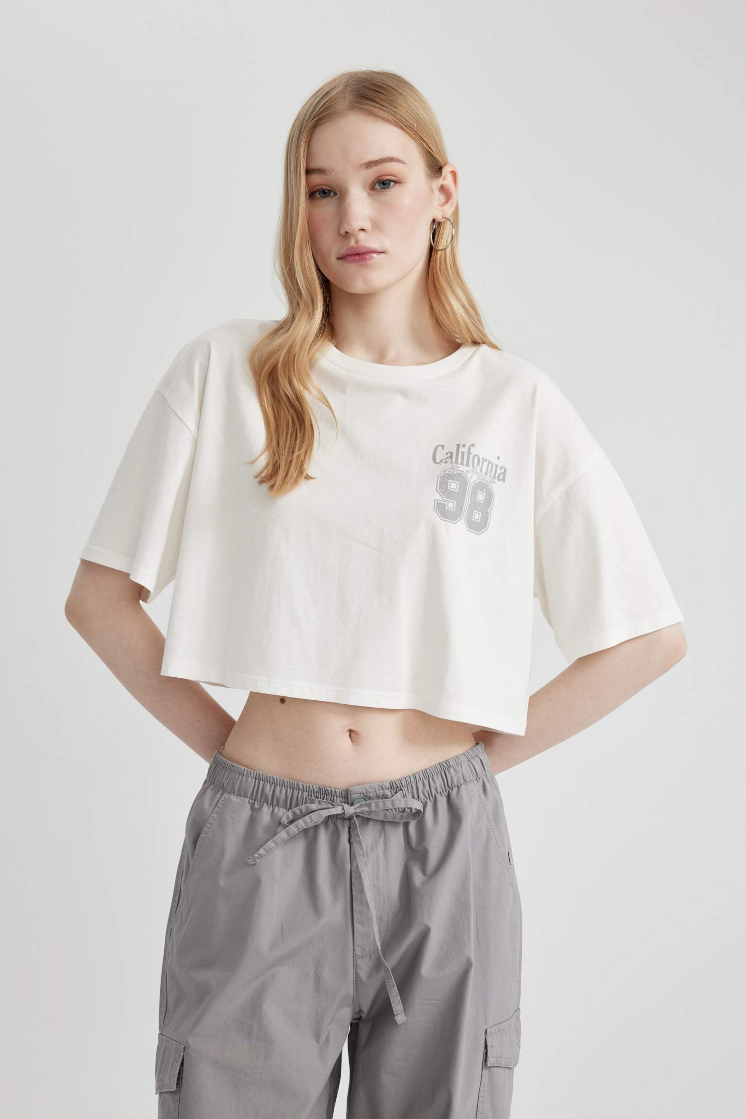 Oversize Fit Crew Neck Printed Short Sleeve T-Shirt