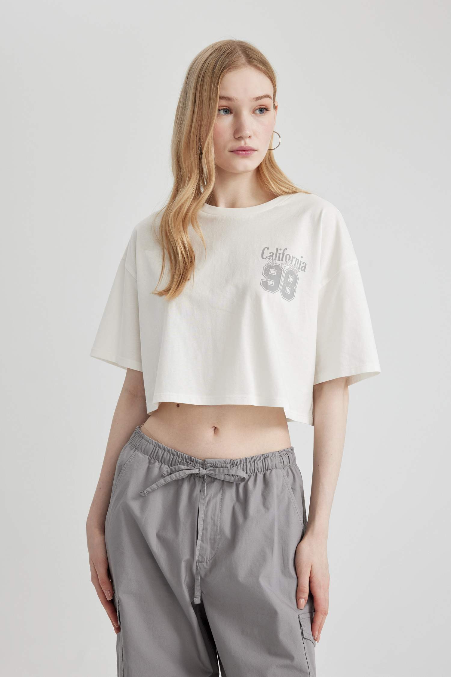 Oversize Fit Crew Neck Printed Short Sleeve T-Shirt